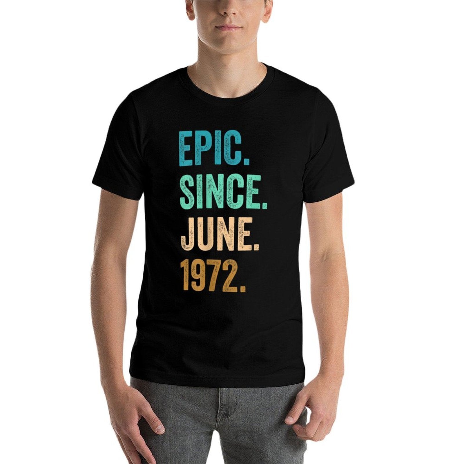 50 Years Old Epic Since June 1972 50th Birthday  Ribbed Collar T-Shirt