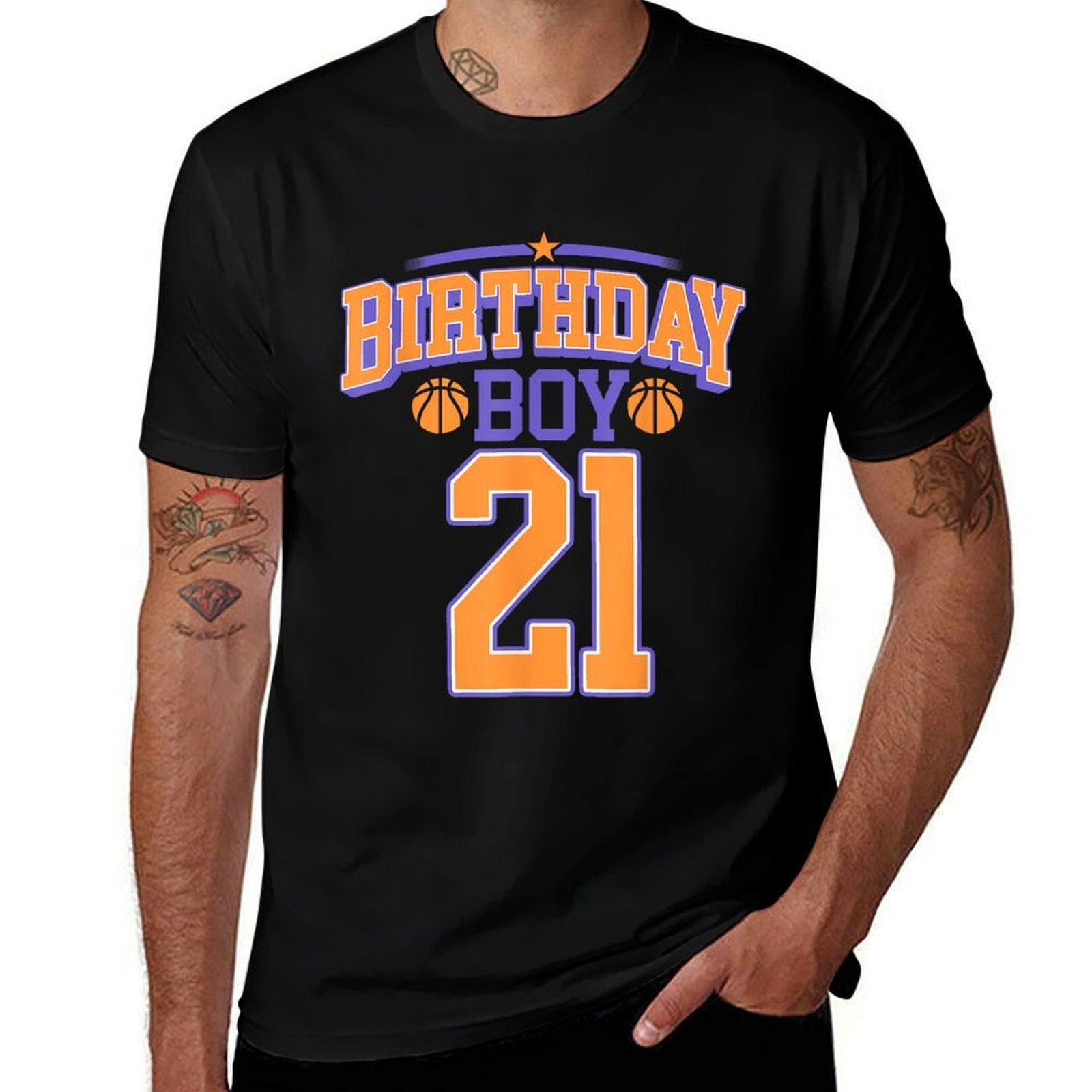 21st Birthday Boy Basketball Lover 21 Years Old Bday  Wrinkle-resistant T-Shirt