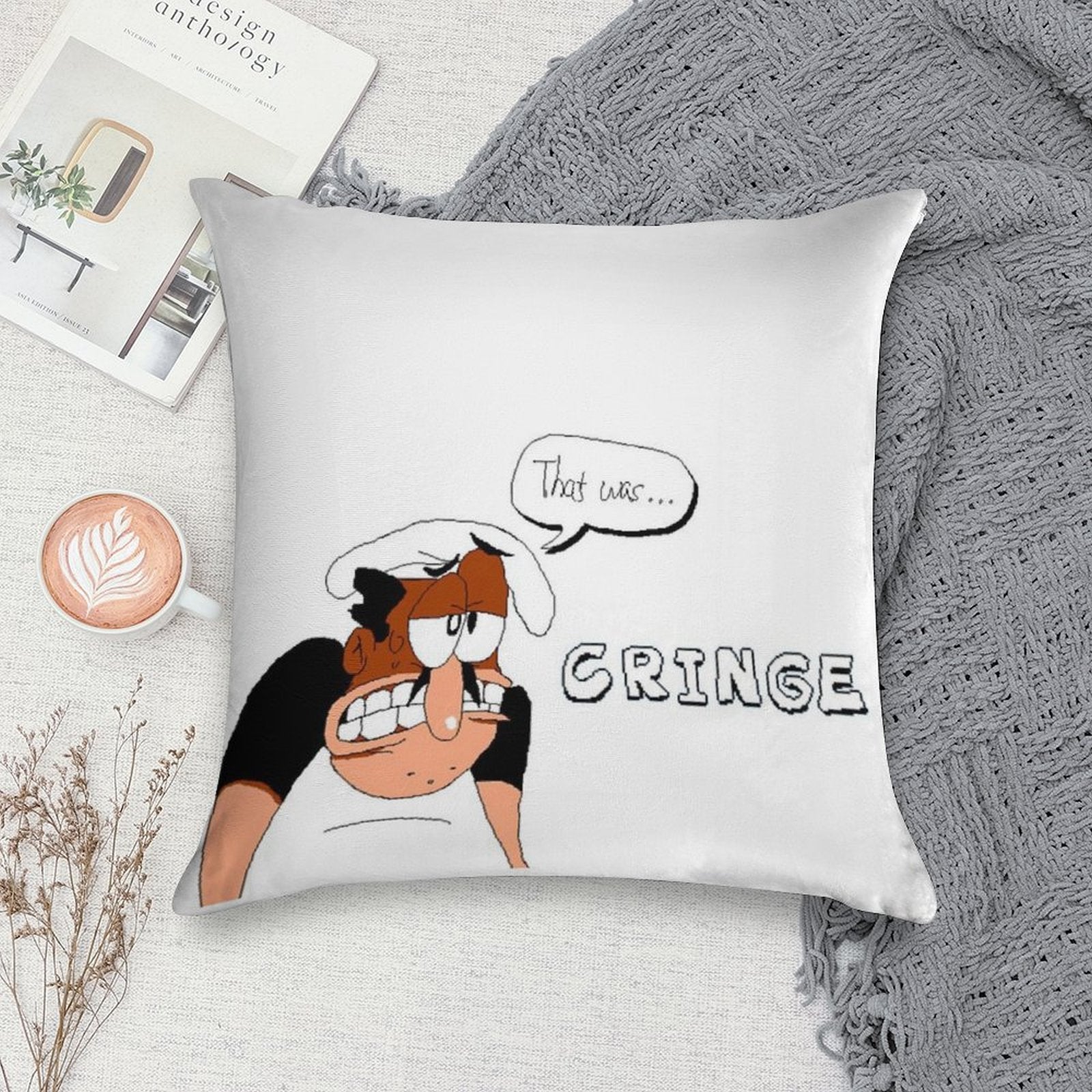 That Was Cringe  Pizza Tower Soft Home Decor Throw Pillow