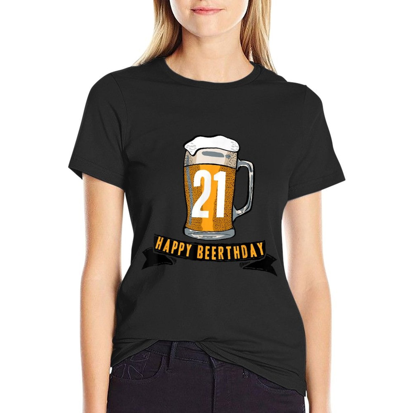 21st Birthday Happy Beerthday Party  Heathered Texture T-Shirt