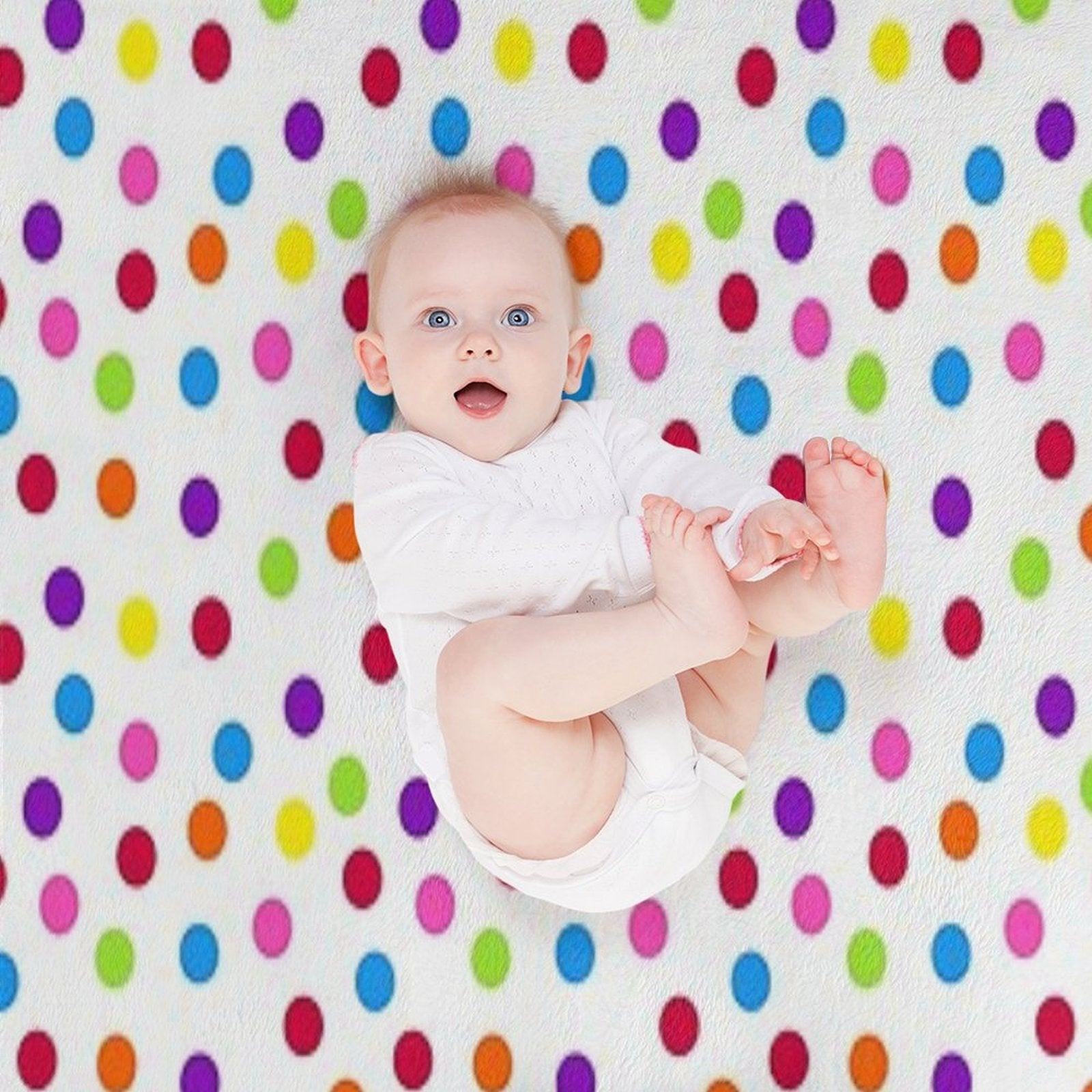 Rainbow Multi-color Confetti Polka Dot All-season Throw Blanket