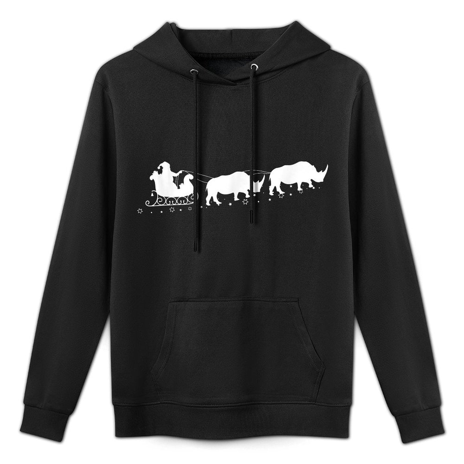 Santa Sleigh Rhinos Christmas Rhino Lovers X-Mas Kangaroo Pocket Hoodie