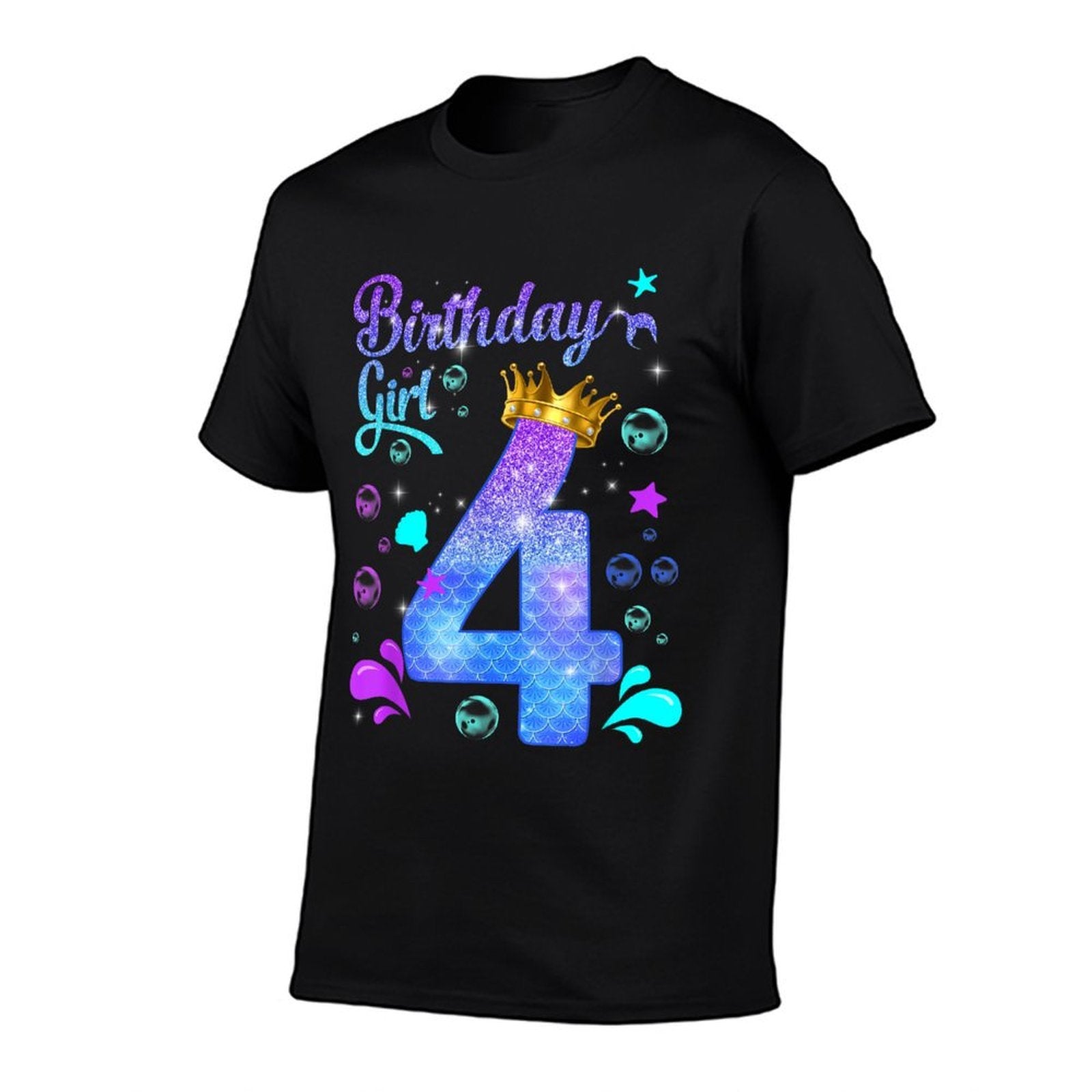 It's My 4th Bday Mermaid Funny Birthday Girls 4 Years Old  Oversized Silhouette T-Shirt