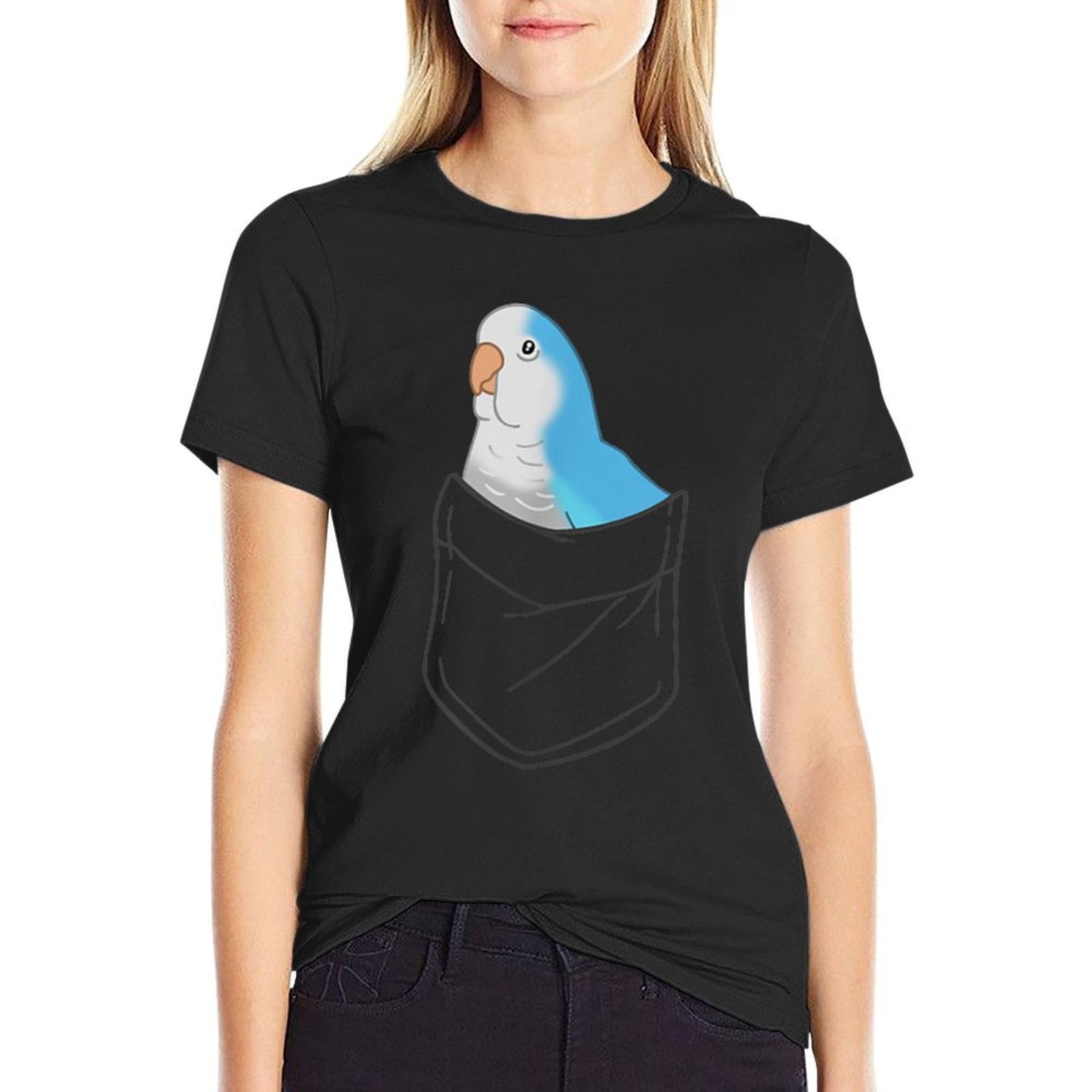 Pocket Quaker Parrot Cute Blue Monk Parakeet Birb Memes  Lightweight T-Shirt