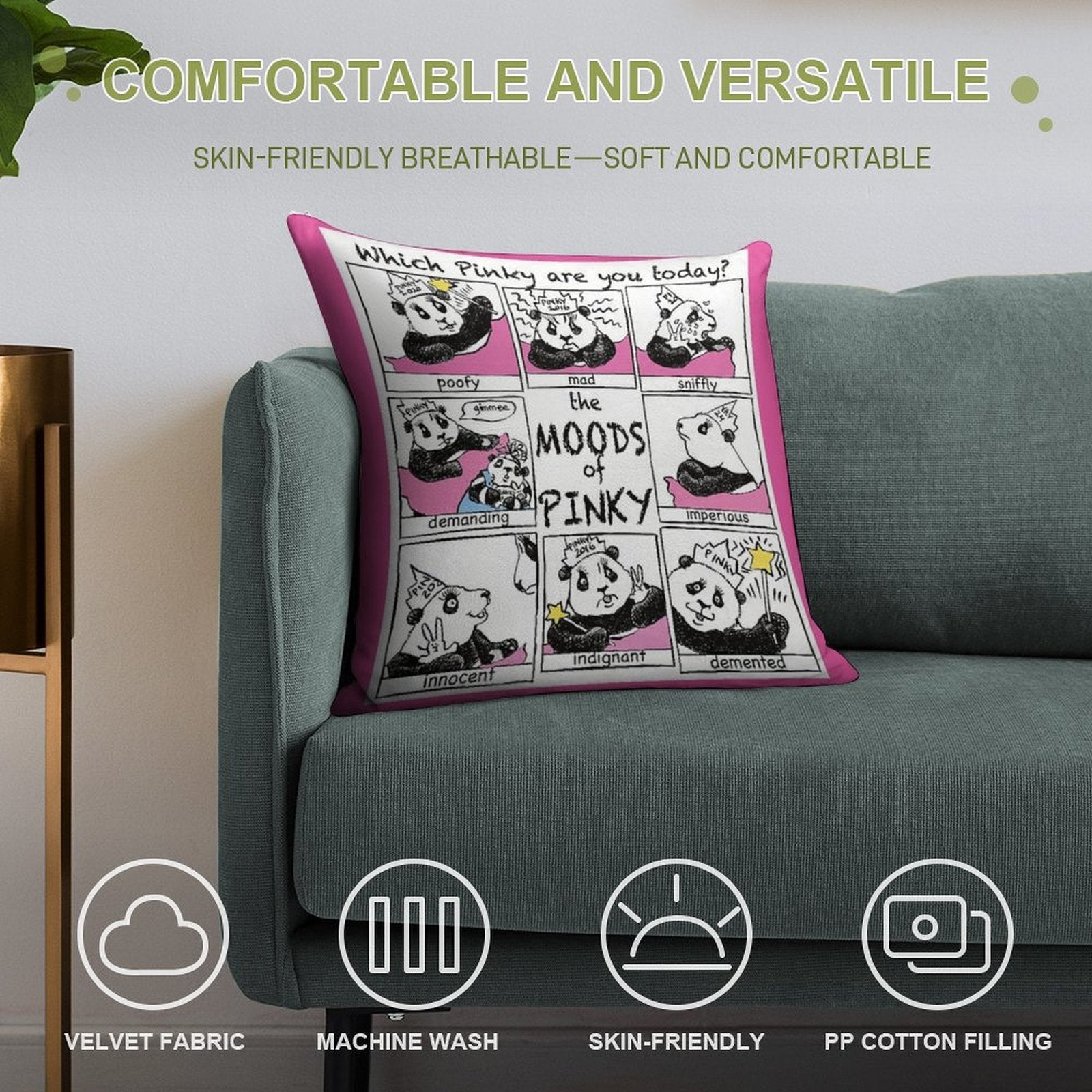 The Moods of Pinky Soft High-Density Material Throw Pillow