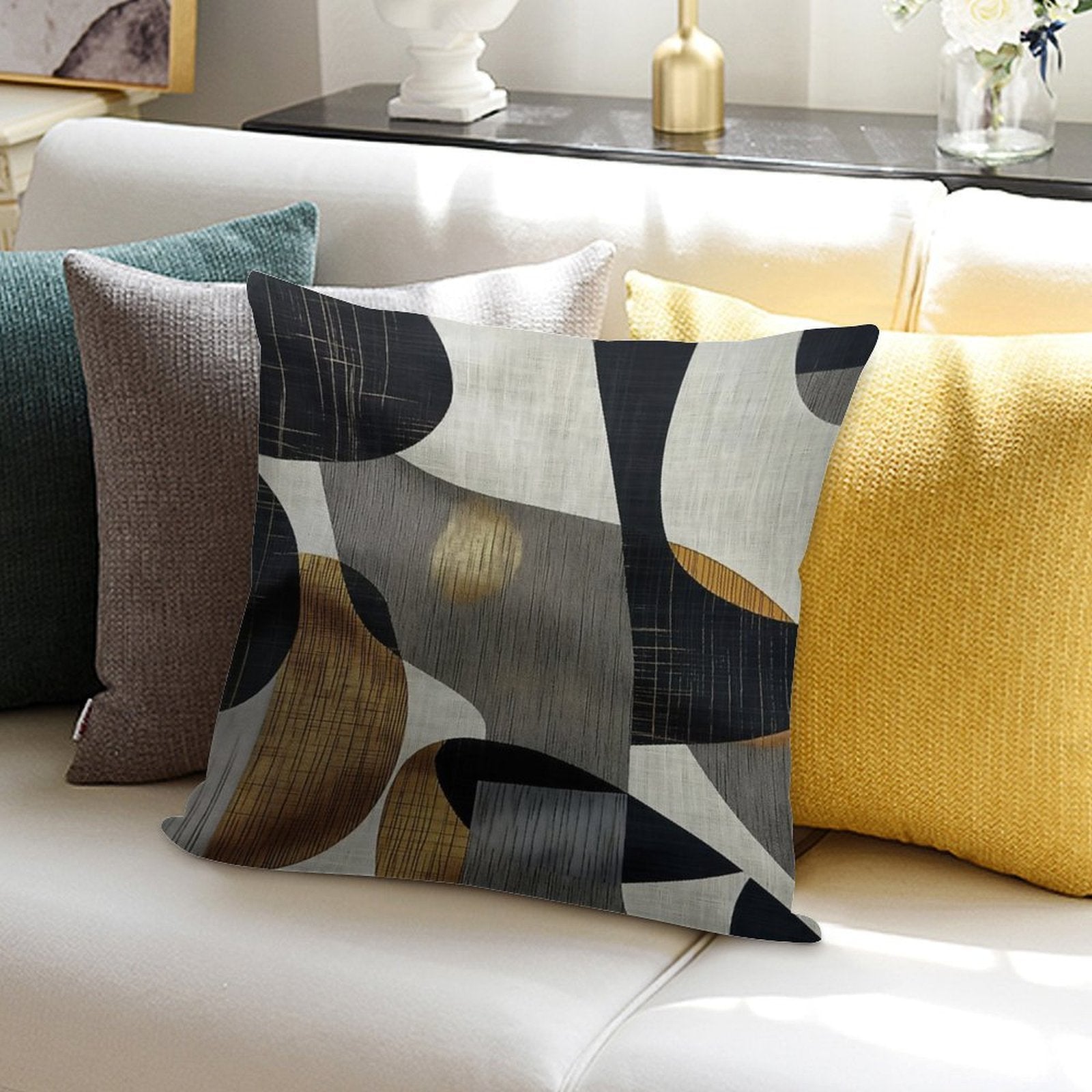 Abstract Geometric Art Soft Short Plush Fabric Throw Pillow