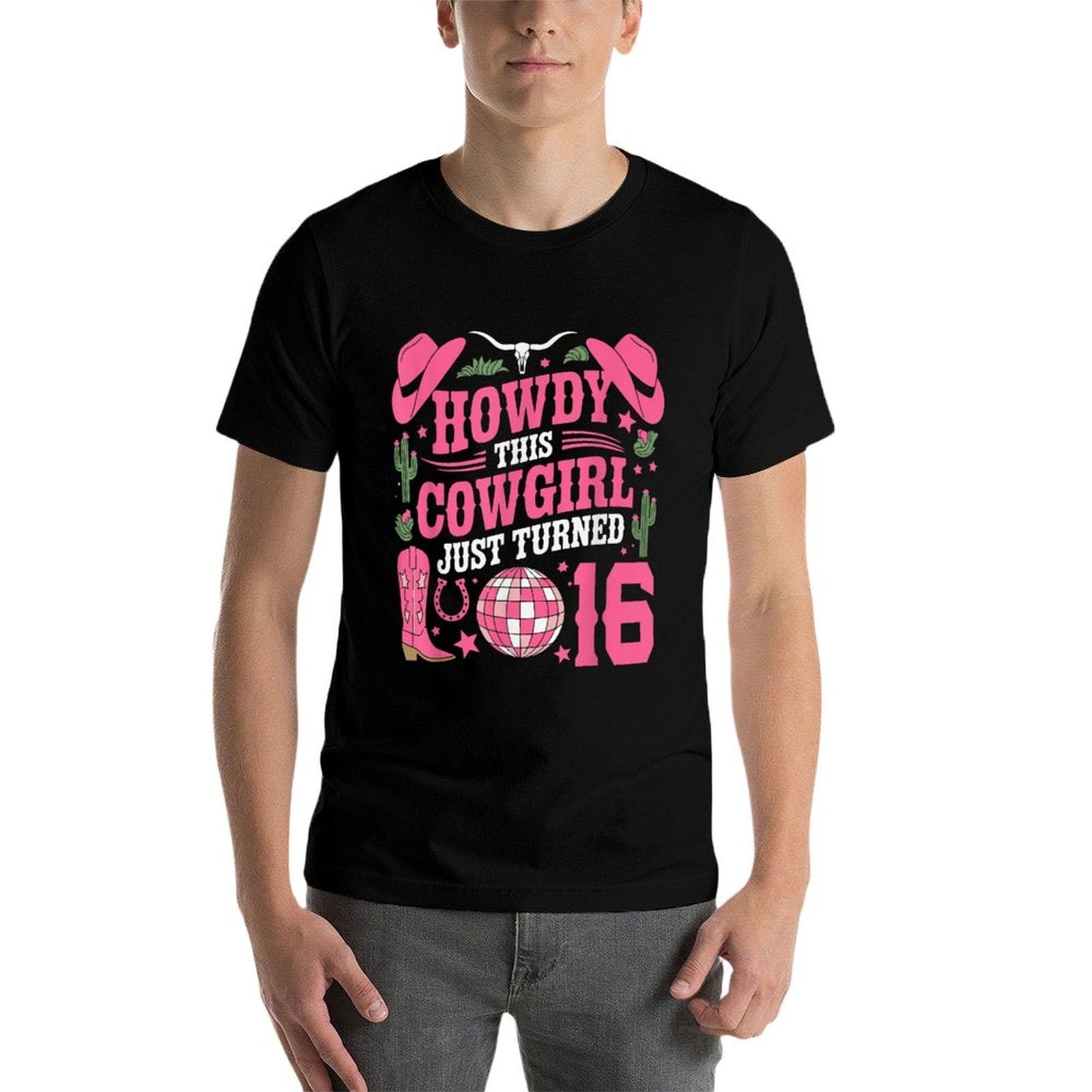 16Years Old Birthday Cowgirl Western 16yr Girl 16th Birthday  Wrinkle-resistant T-Shirt