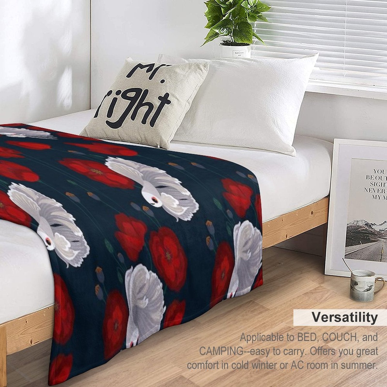 Bettas And Poppies Easy Care Throw Blanket