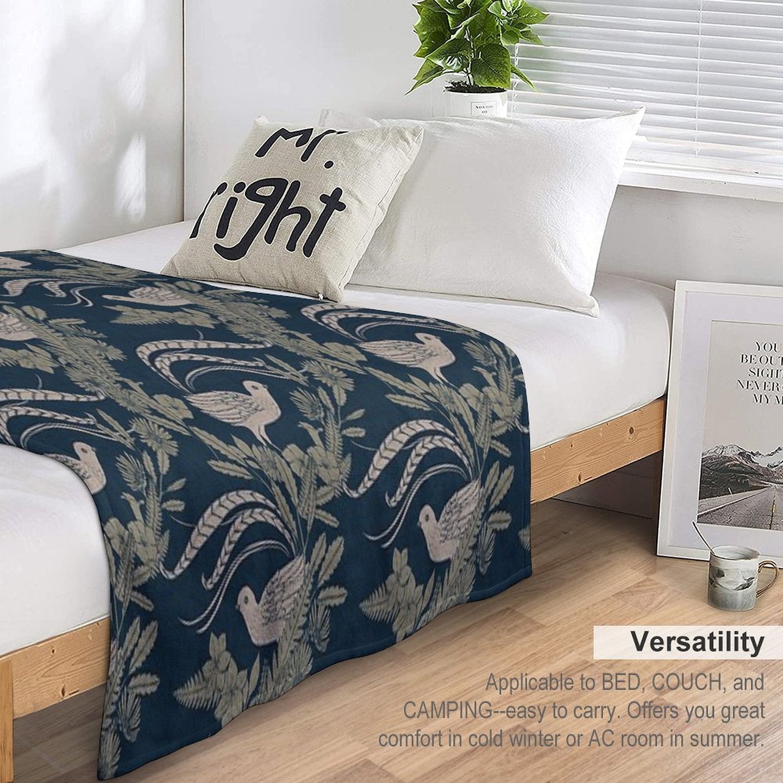 Lyrebird Garden Plush Throw Blanket
