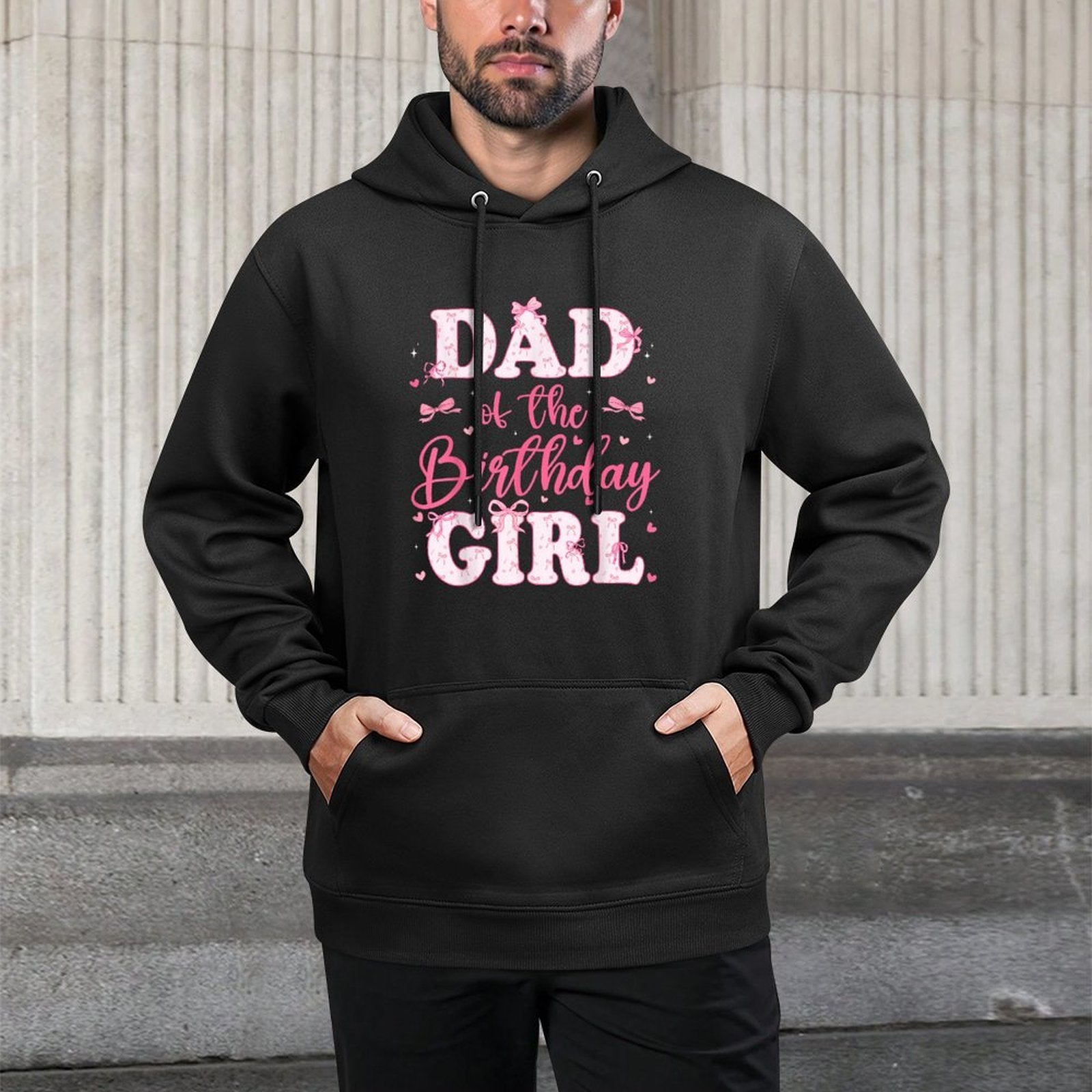 Dad Of The Birthday Girl Coquette Bow Birthday Family Breathable Fabric Hoodie
