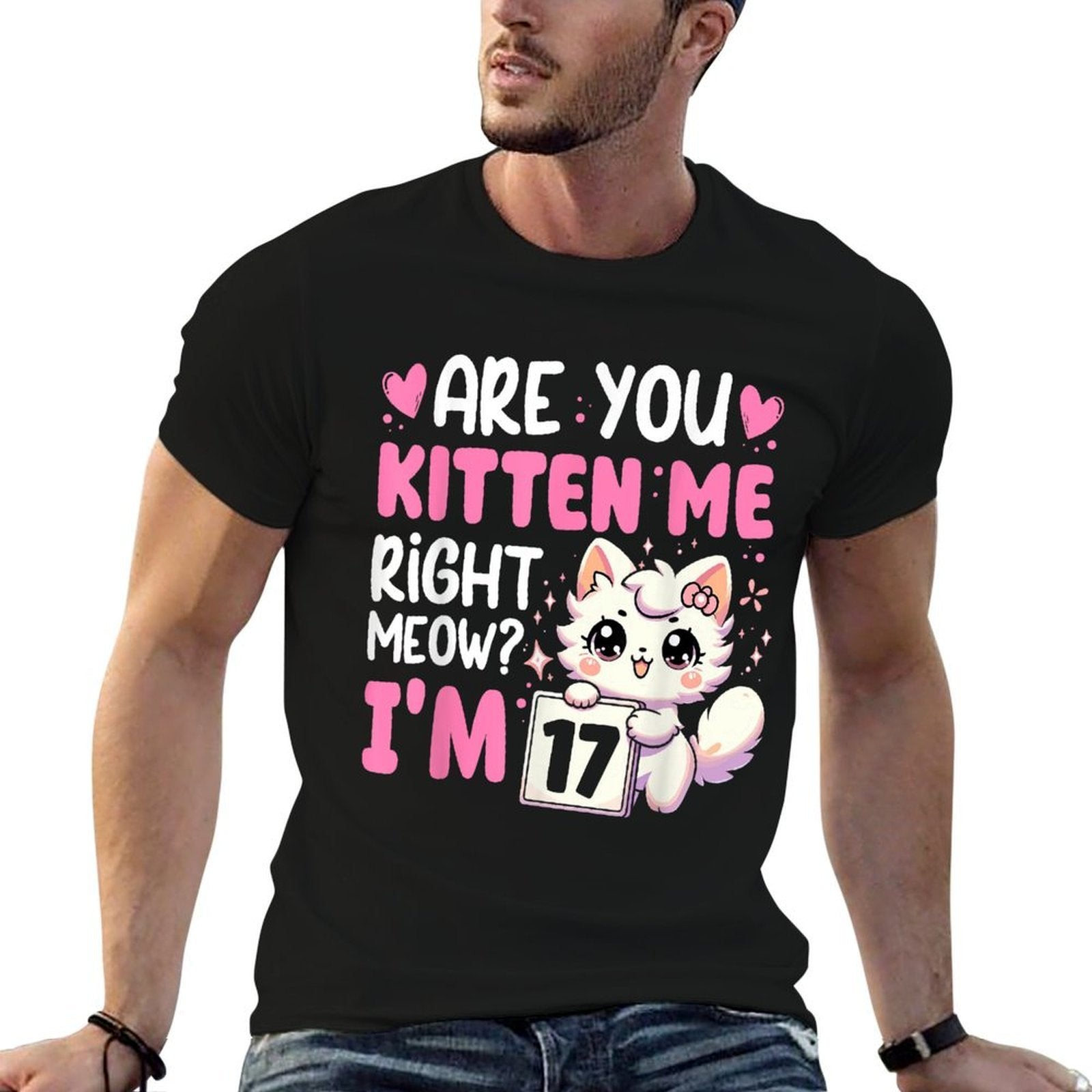17th Birthday Girls 17yr 17 Year Old Kitten Cat Bday  Durable T-Shirt