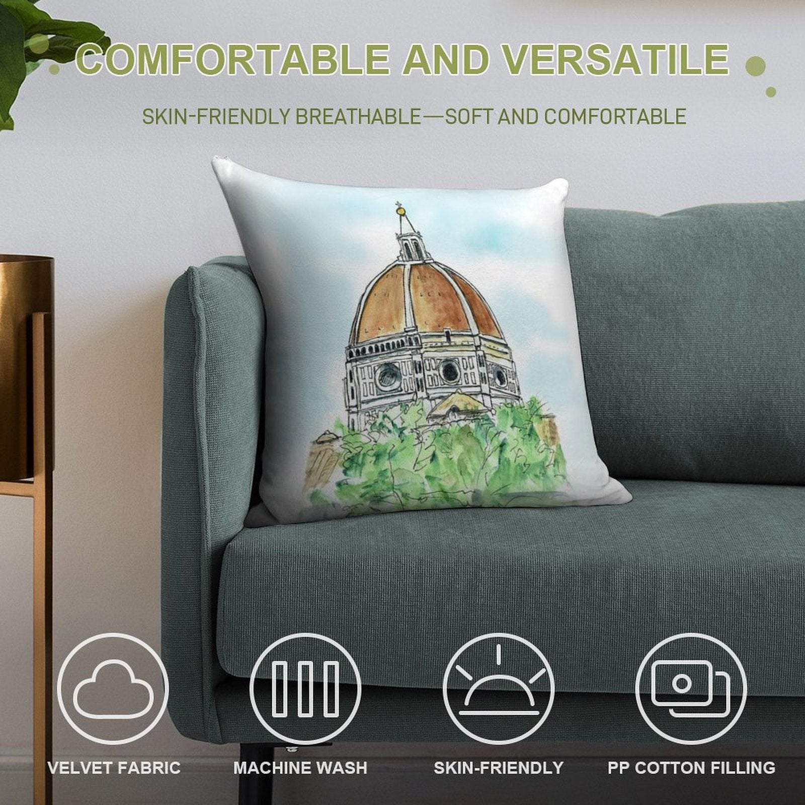 Florence Duomo Soft Decorative Cover Throw Pillow