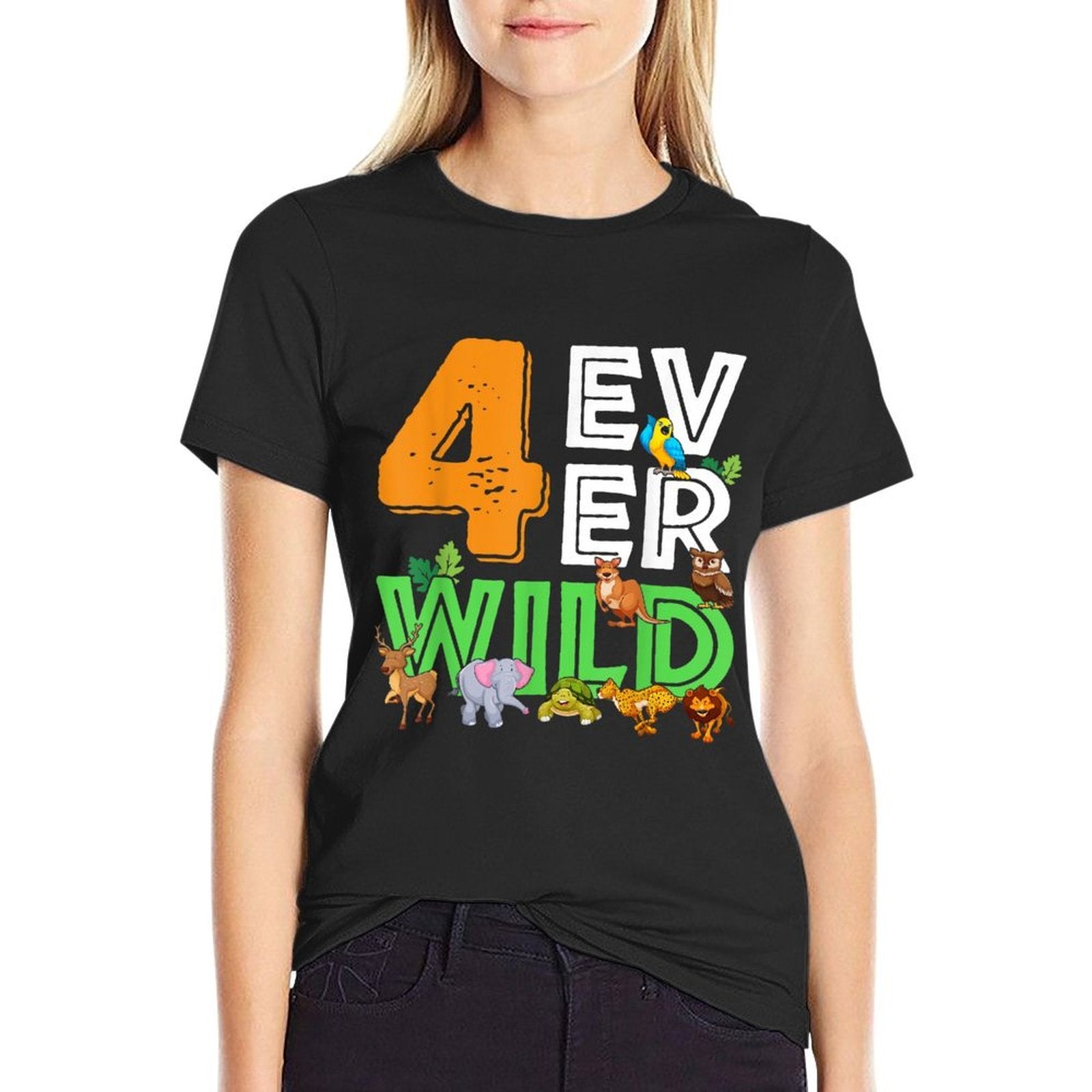 4 Ever Wild Birthday Decorations Boy Zoo 4th Birthday Party  Graphic-printed T-Shirt