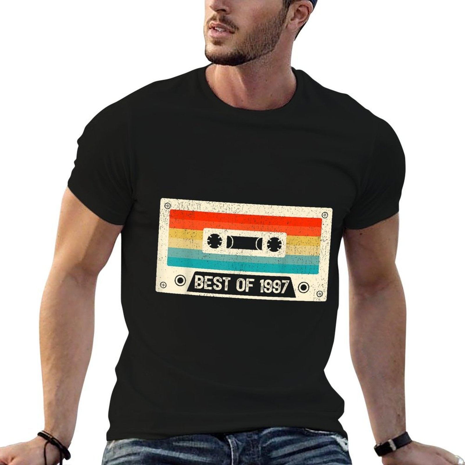 25 Year Old Cassette Tape Vintage Best of 1997 25th Birthday  Summer-ready Fabric T-Shirt