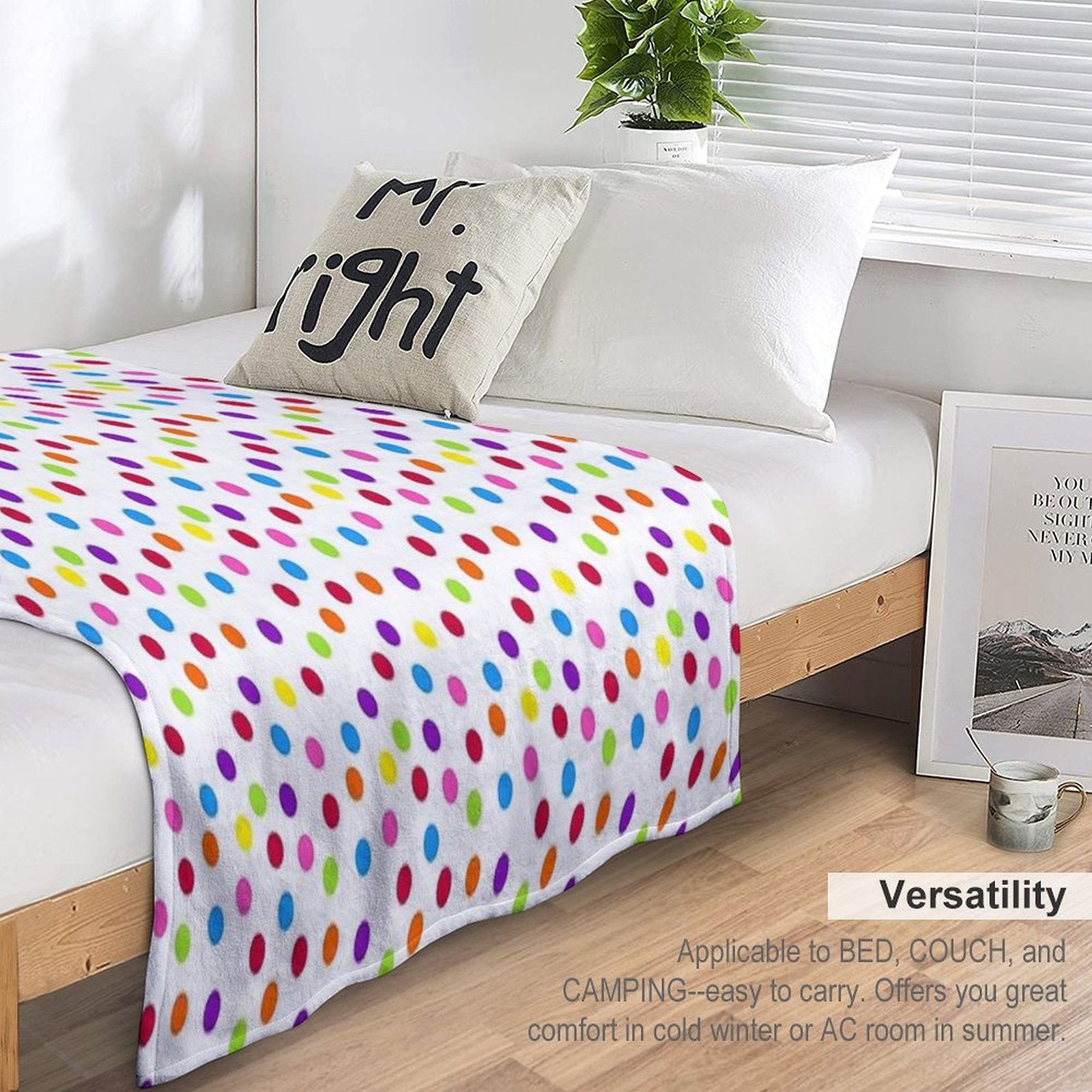 Rainbow Multi-color Confetti Polka Dot All-season Throw Blanket