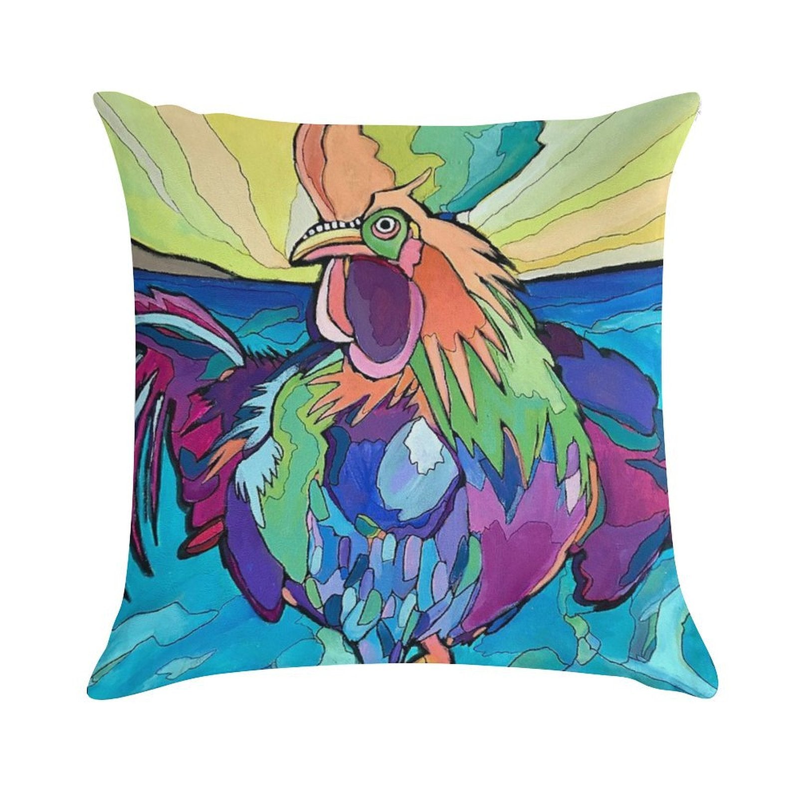 Beach Rooster Soft High-Density Material Throw Pillow