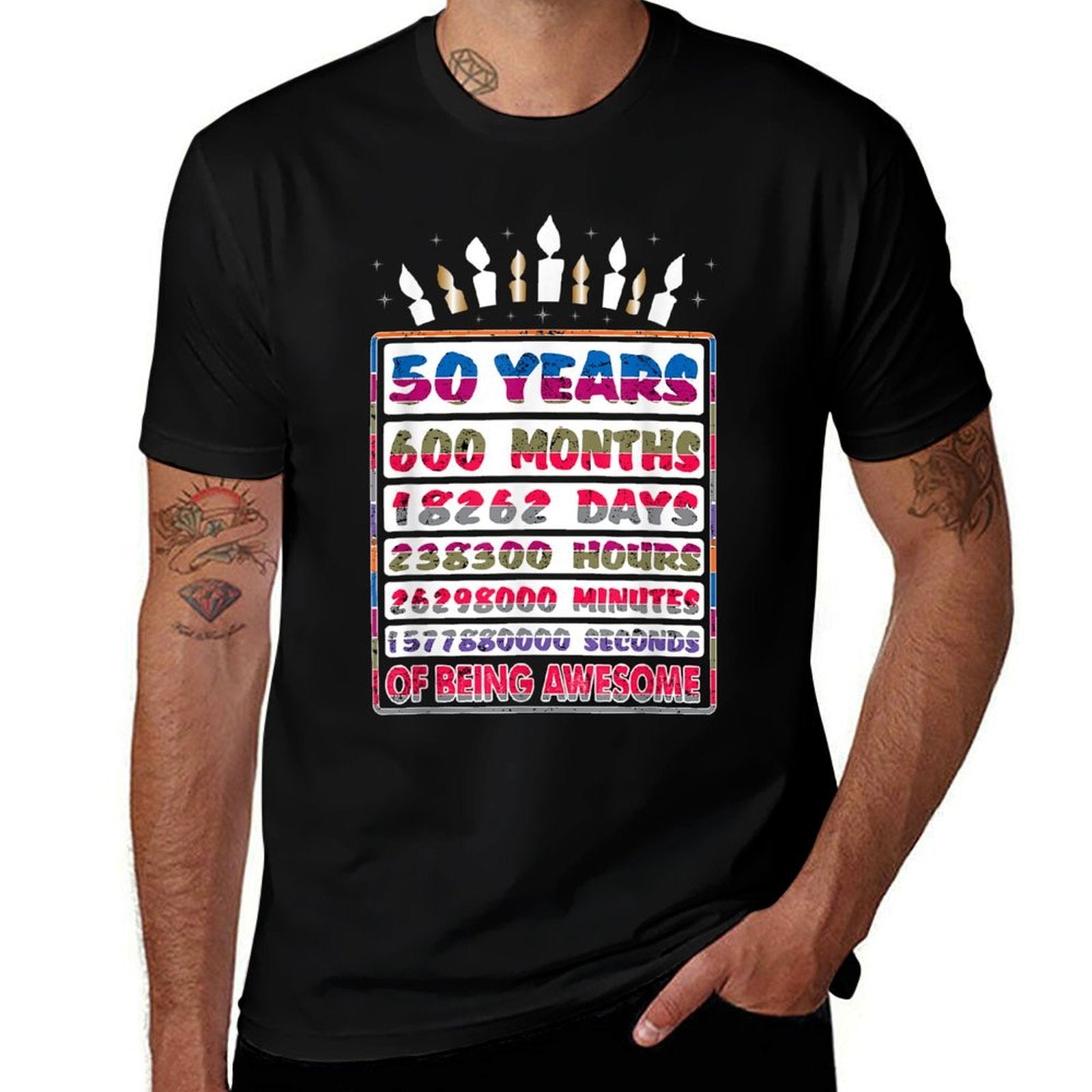 50 Years Old 600 Months Since 1970 50th Birthday Gift Candle  Vintage-inspired T-Shirt