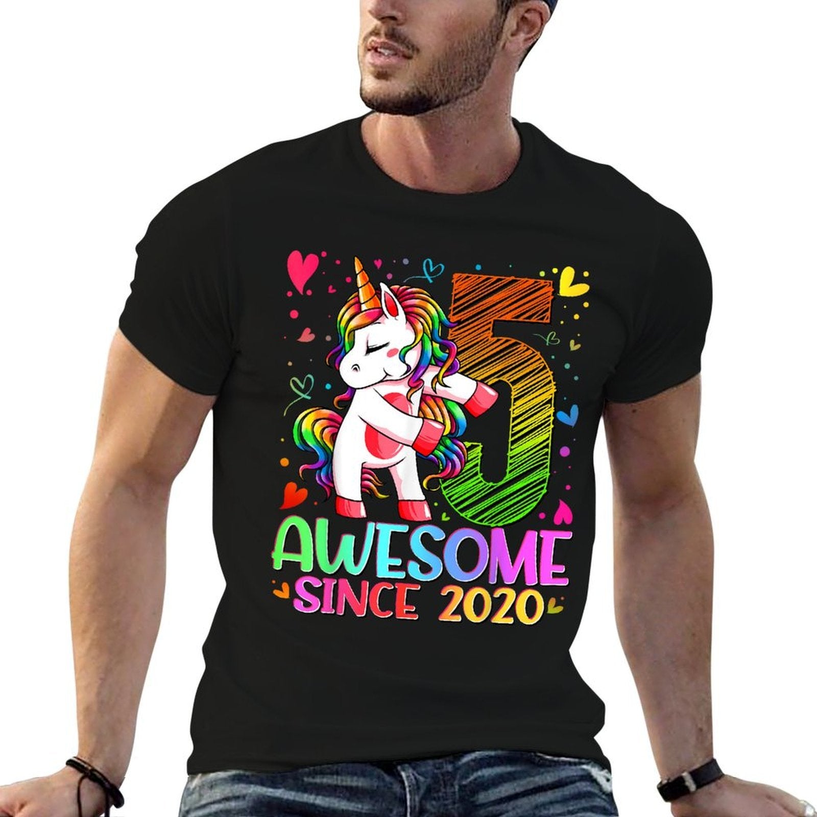 5 Year Old Unicorn Gifts For Girls 5th Birthday Girl Party  Easy-care T-Shirt