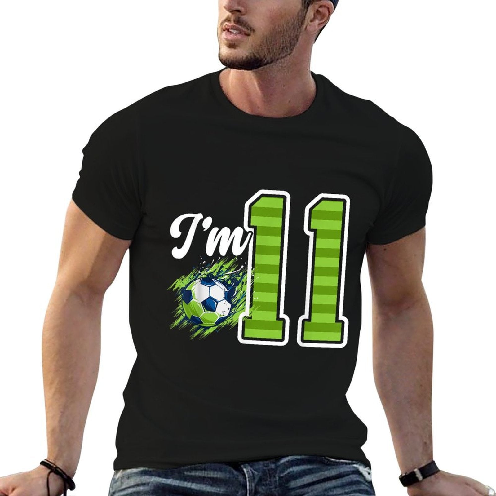 11th Soccer Birthday Party Eleven Year Old Soccer Player  Heathered Texture T-Shirt