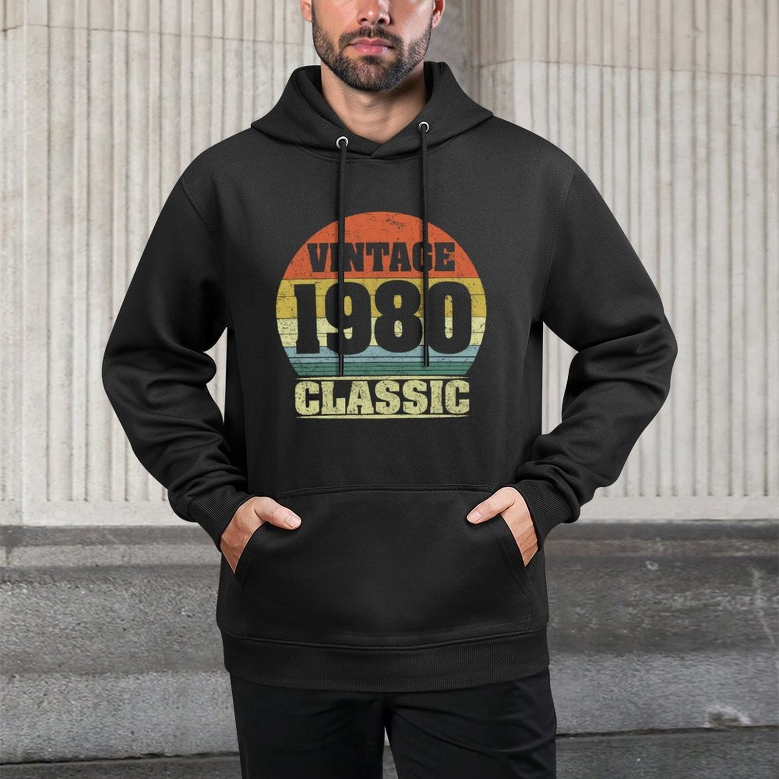 1980 40th Birthday Gift Vintage Retro Men Women 40 Years Old Medium-Weight Fabric Hoodie
