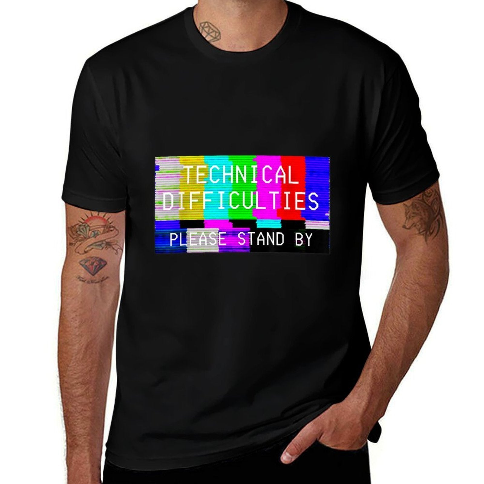 Glitchy Technical Difficulties Please Stand By TV  Graphic-printed T-Shirt