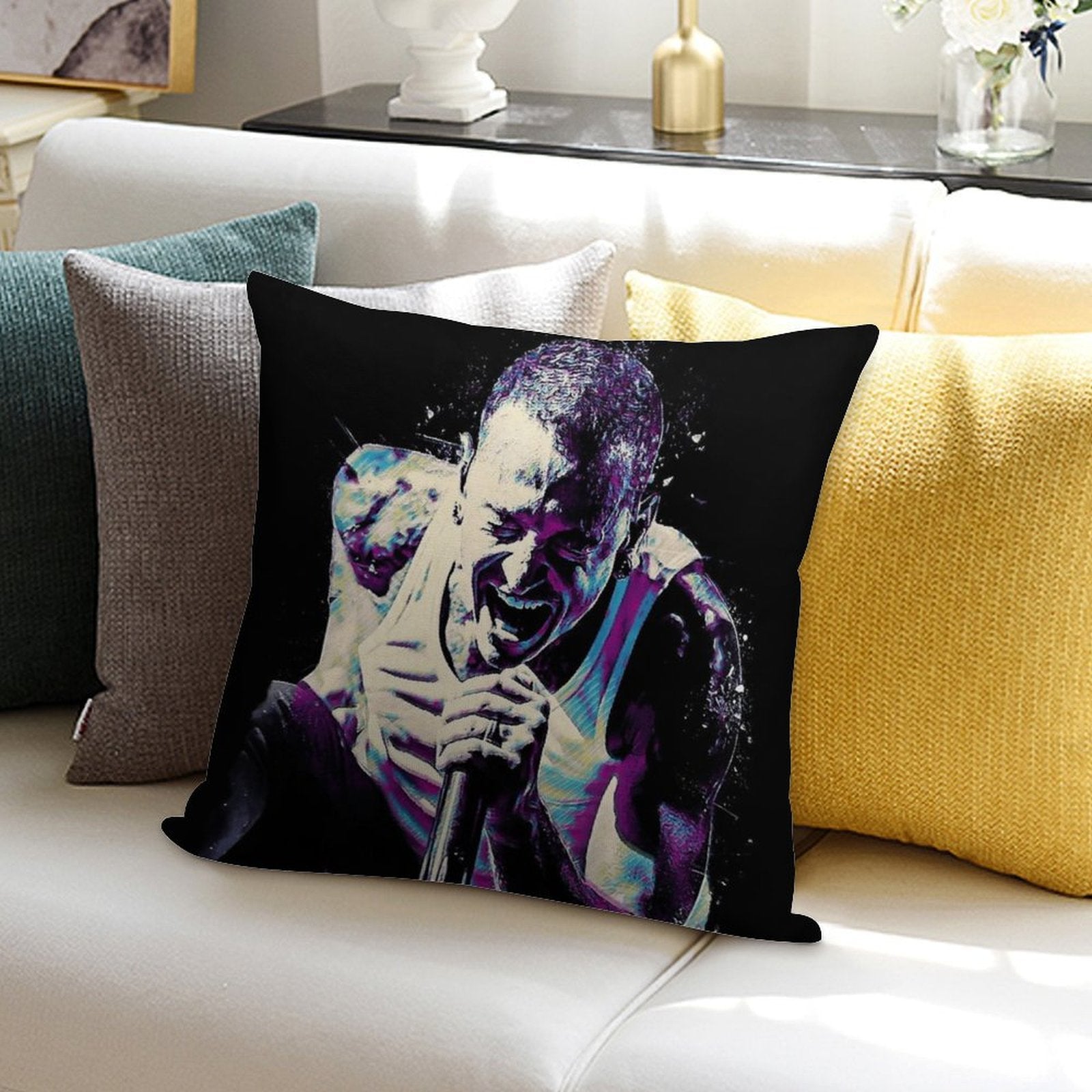 Chester Bennington Tribute LP What I've Done Pop Art Soft Anti-Pilling Throw Pillow