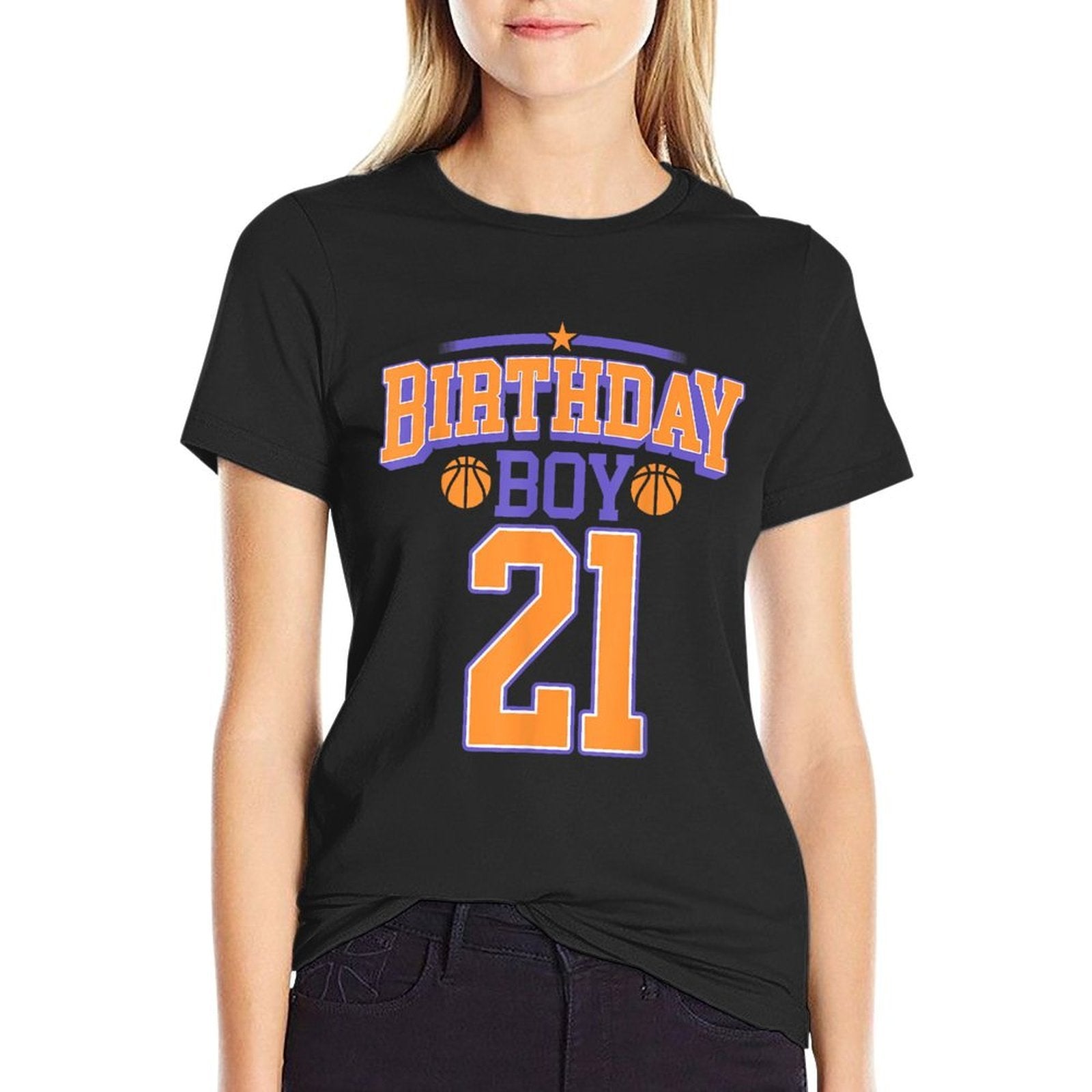 21st Birthday Boy Basketball Lover 21 Years Old Bday  Wrinkle-resistant T-Shirt