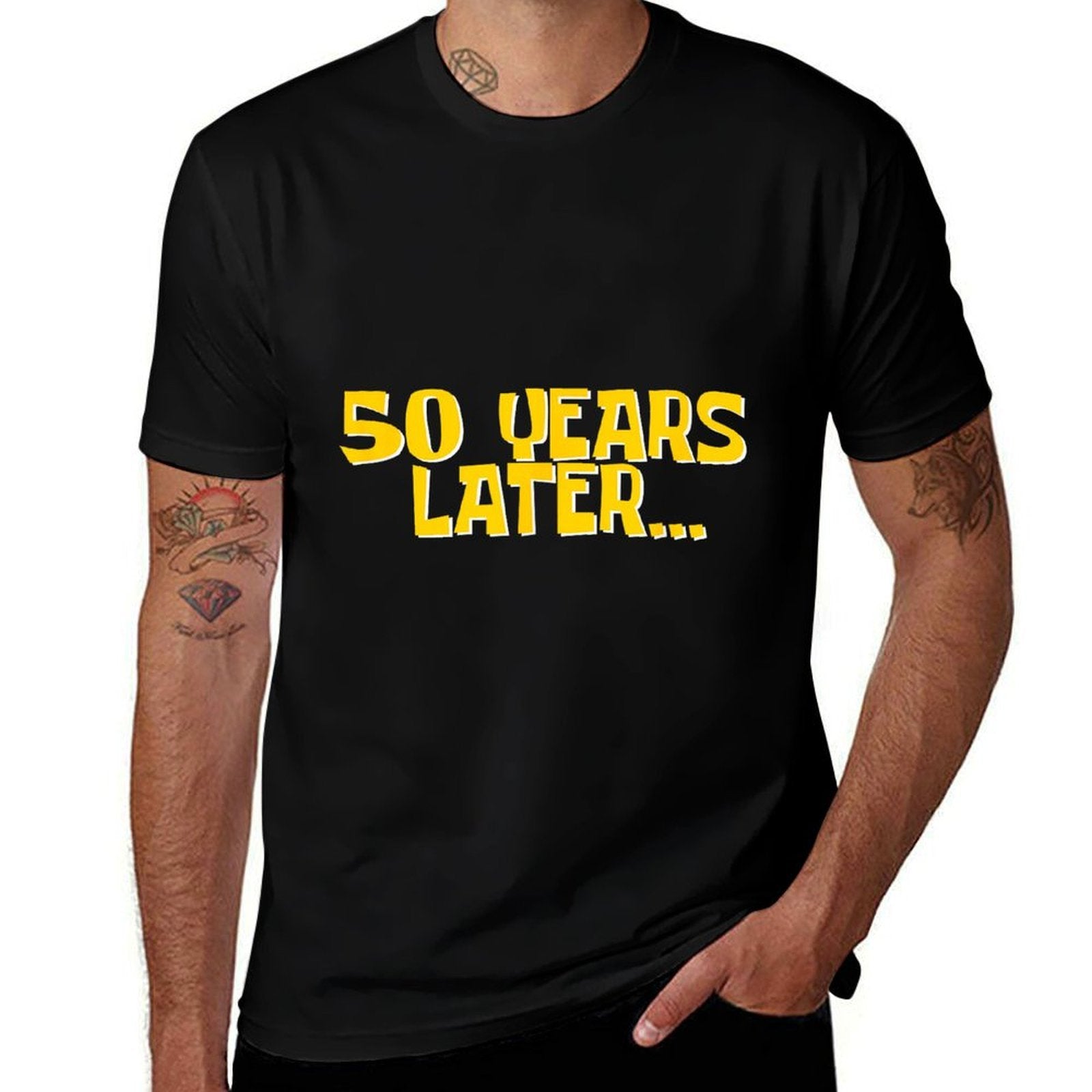 50 Years Later Funny Millennial Gen X 50th Birthday  Rolled Sleeves T-Shirt