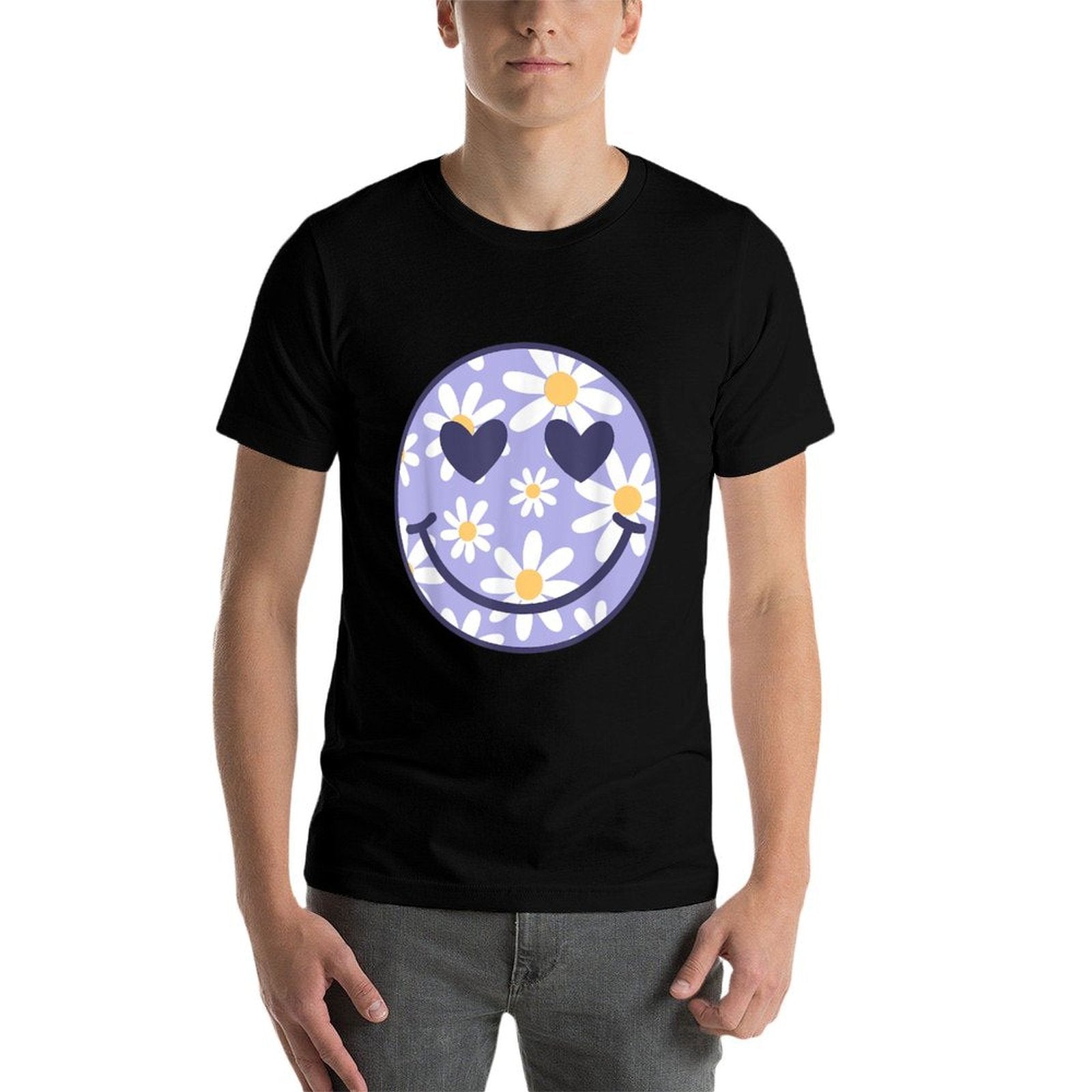 Retro Purple Happy Face Checkered Pattern Smile Face Trendy  Affordable Price T-Shirt