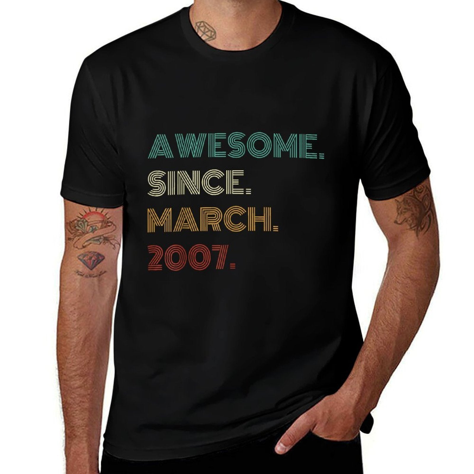 18 Years Old Awesome Since March 2007 18th Birthday  Tagless Design T-Shirt
