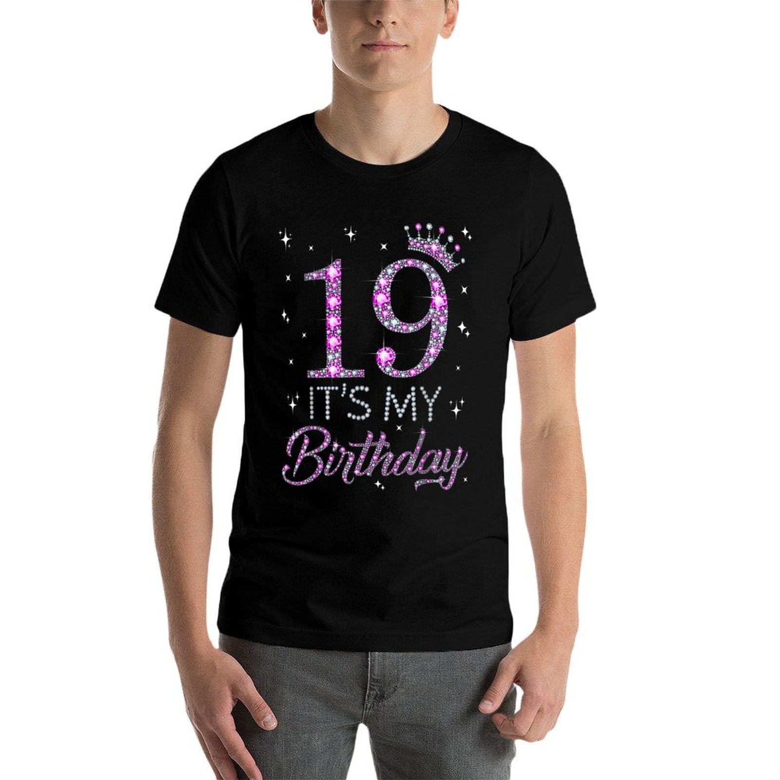 19 It's My Birthday Pink Crown Happy 19th Birthday Girl  Vintage-inspired T-Shirt