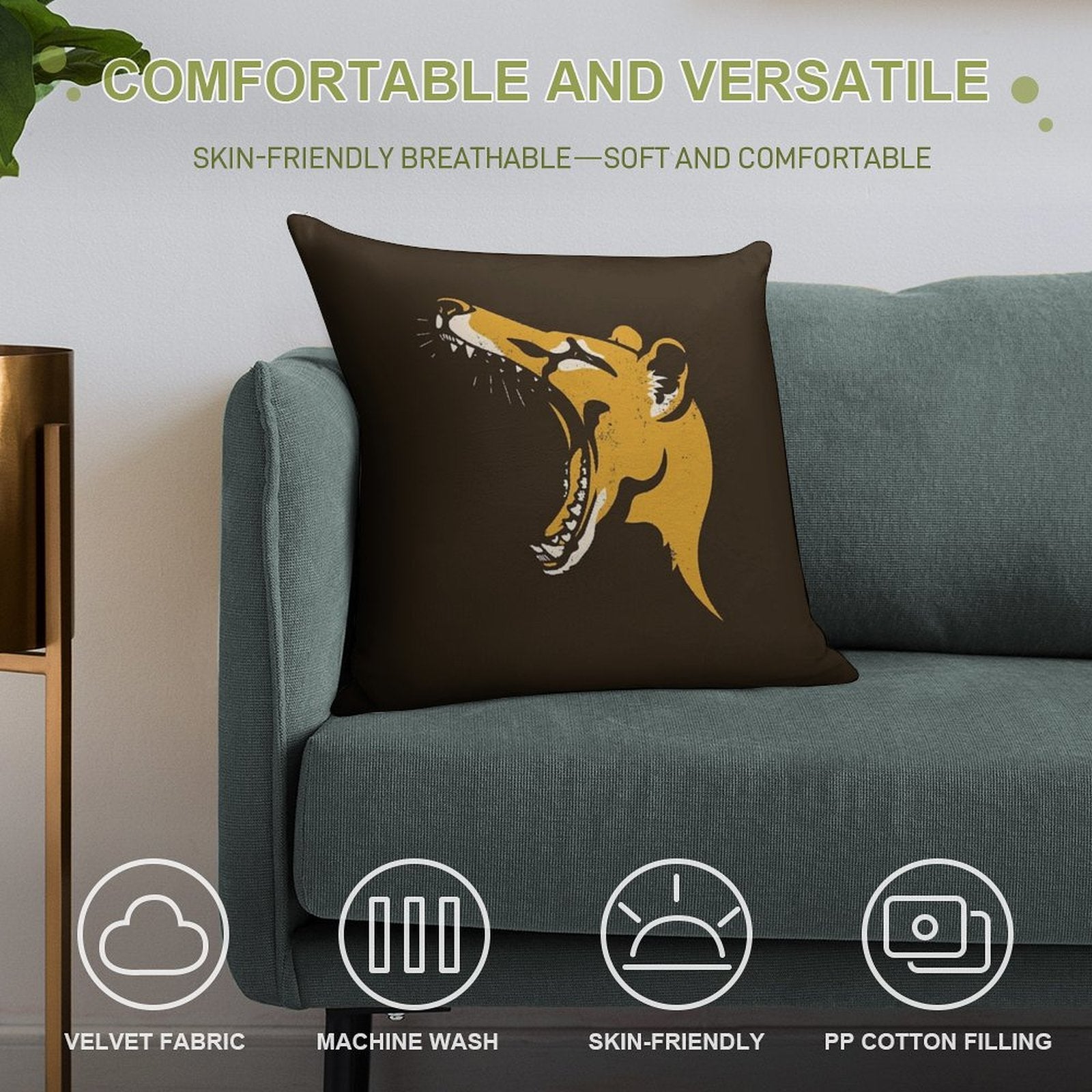 Tasmanian Tiger Stencil Soft Ultra-Soft Texture Throw Pillow