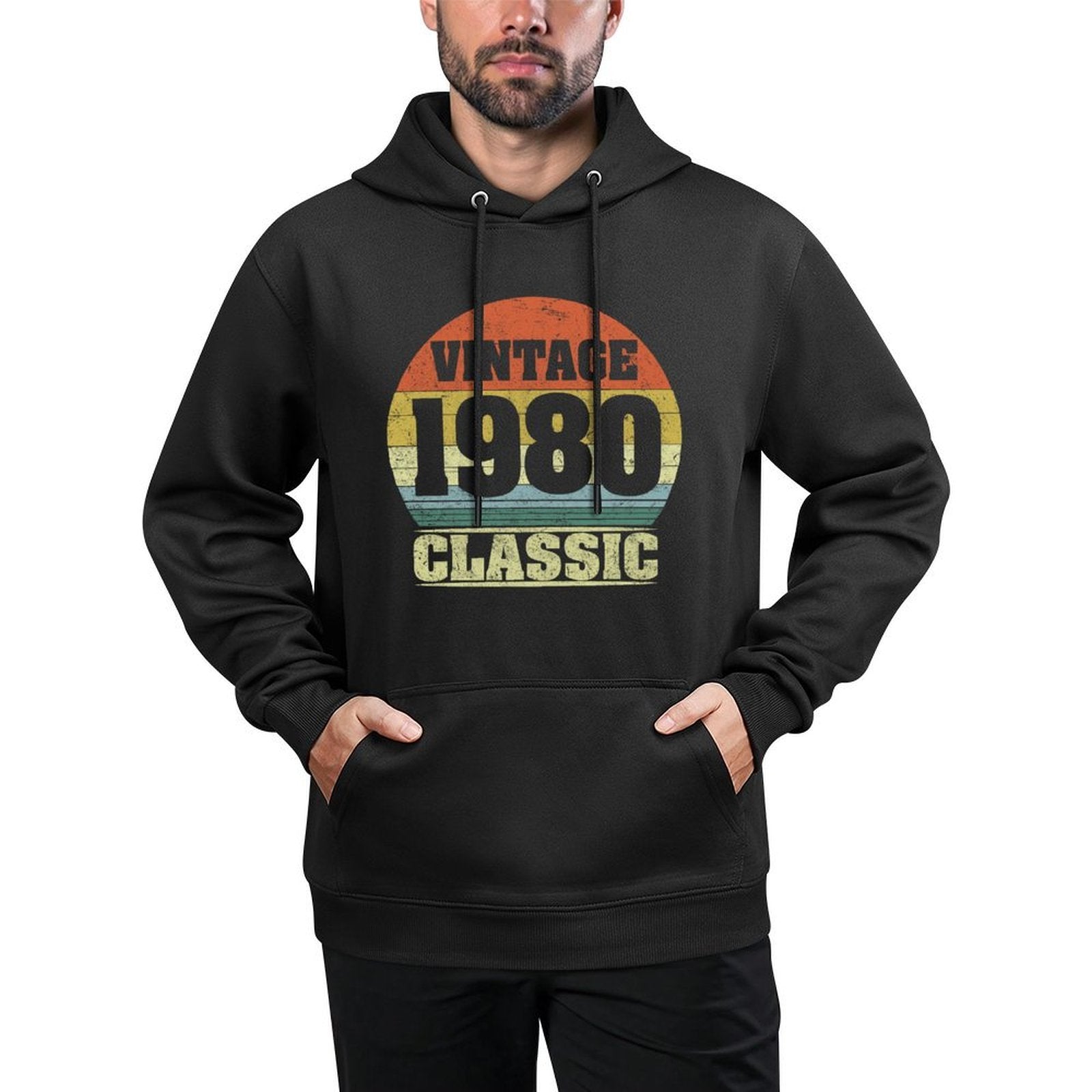 1980 40th Birthday Gift Vintage Retro Men Women 40 Years Old Medium-Weight Fabric Hoodie