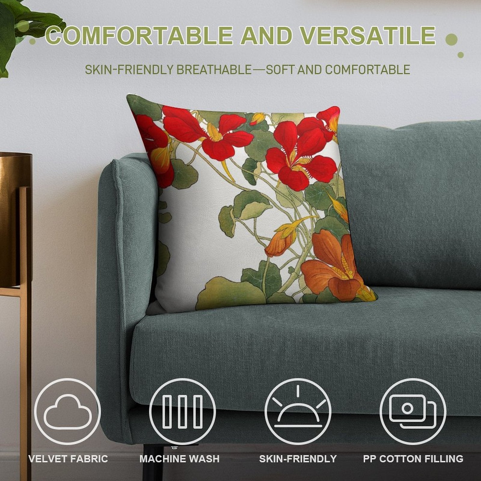 Nasturtium Flower Soft Luxury Feel Throw Pillow