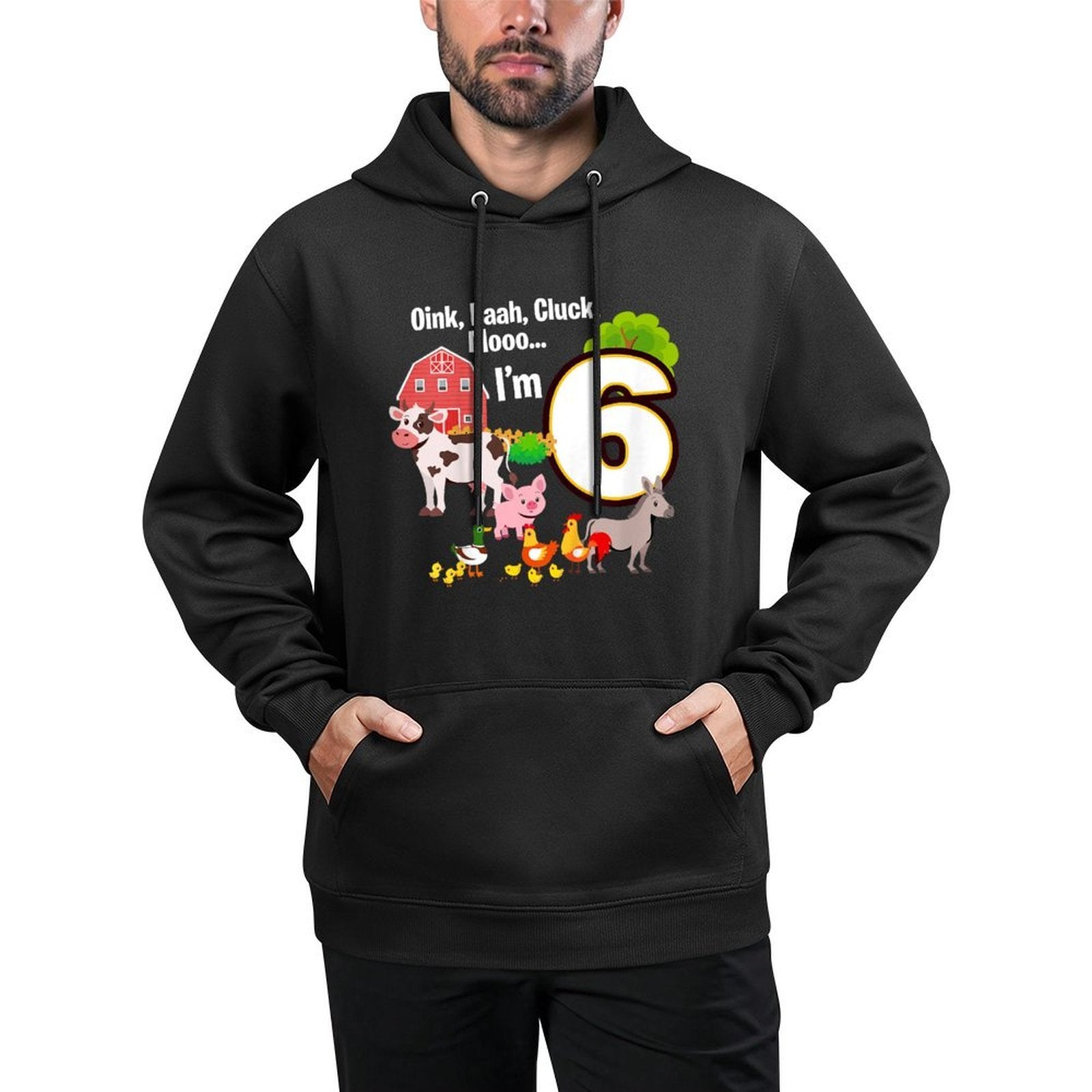 Kids 6th Birthday Six Year Old Farm Birthday Party Animals Easy Care Hoodie