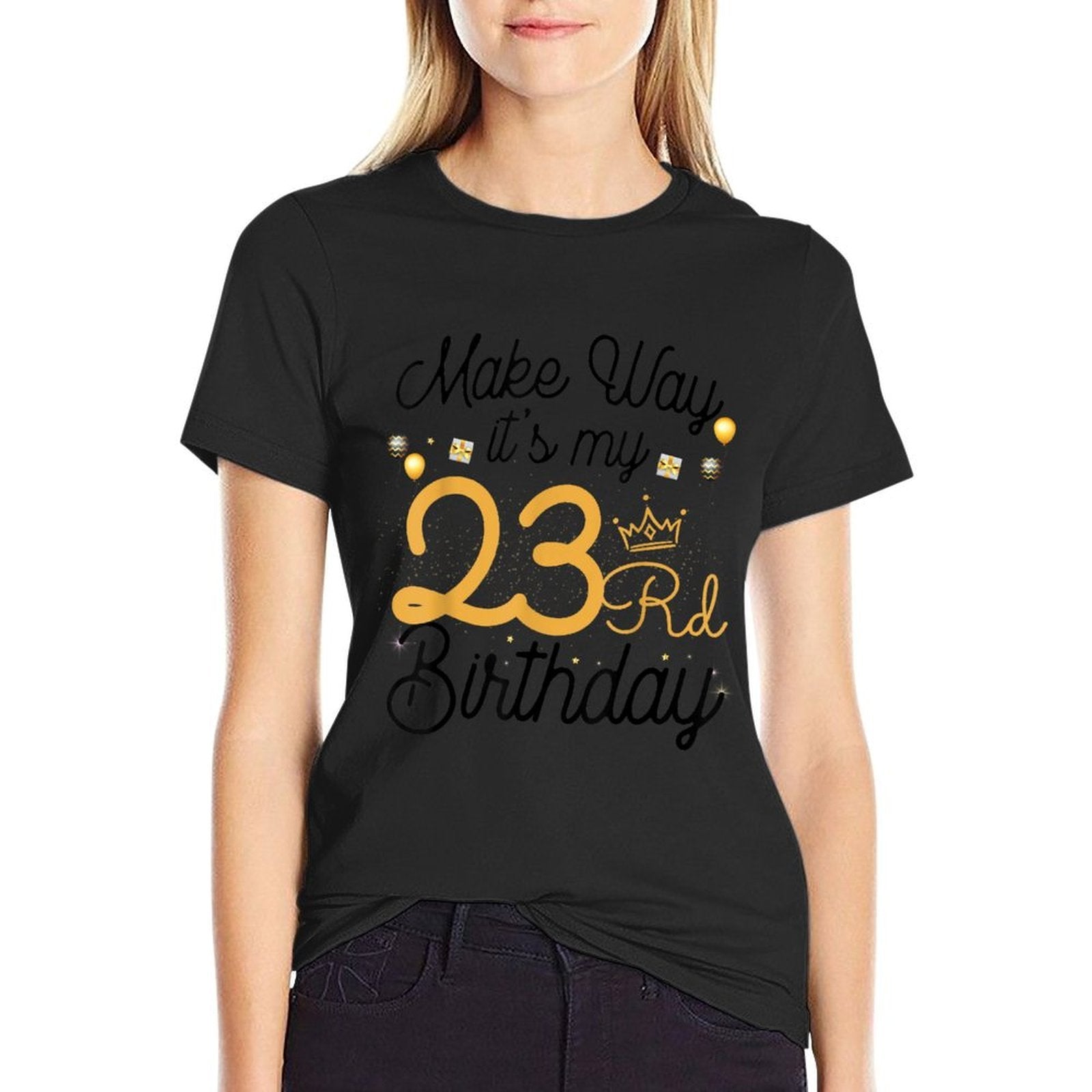 23 Years Old Queen Women Make Way Its My 23rd Birthday  Ribbed Collar T-Shirt