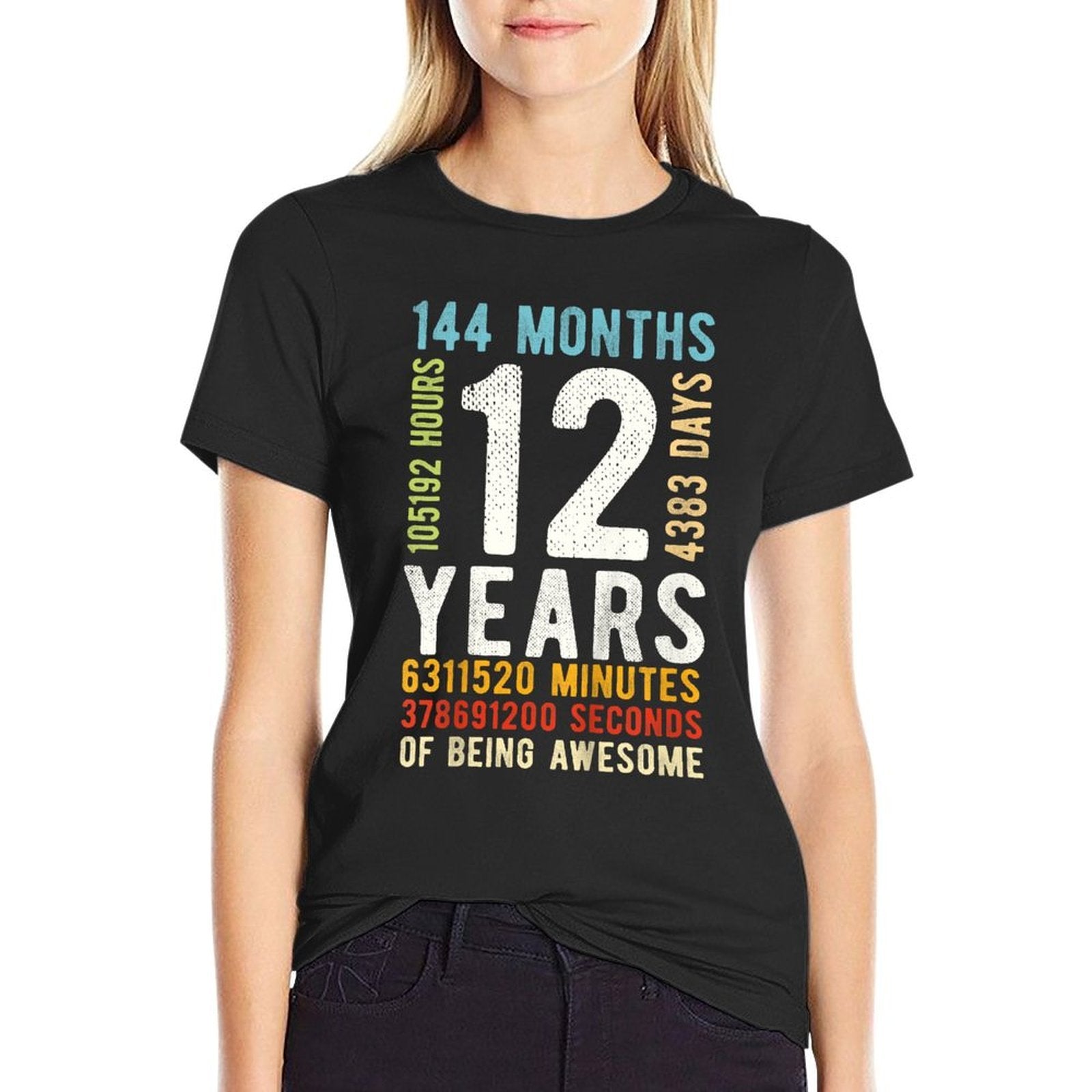 12th Birthday 12 Years Old Vintage Retro 144 Months  Durable T-Shirt