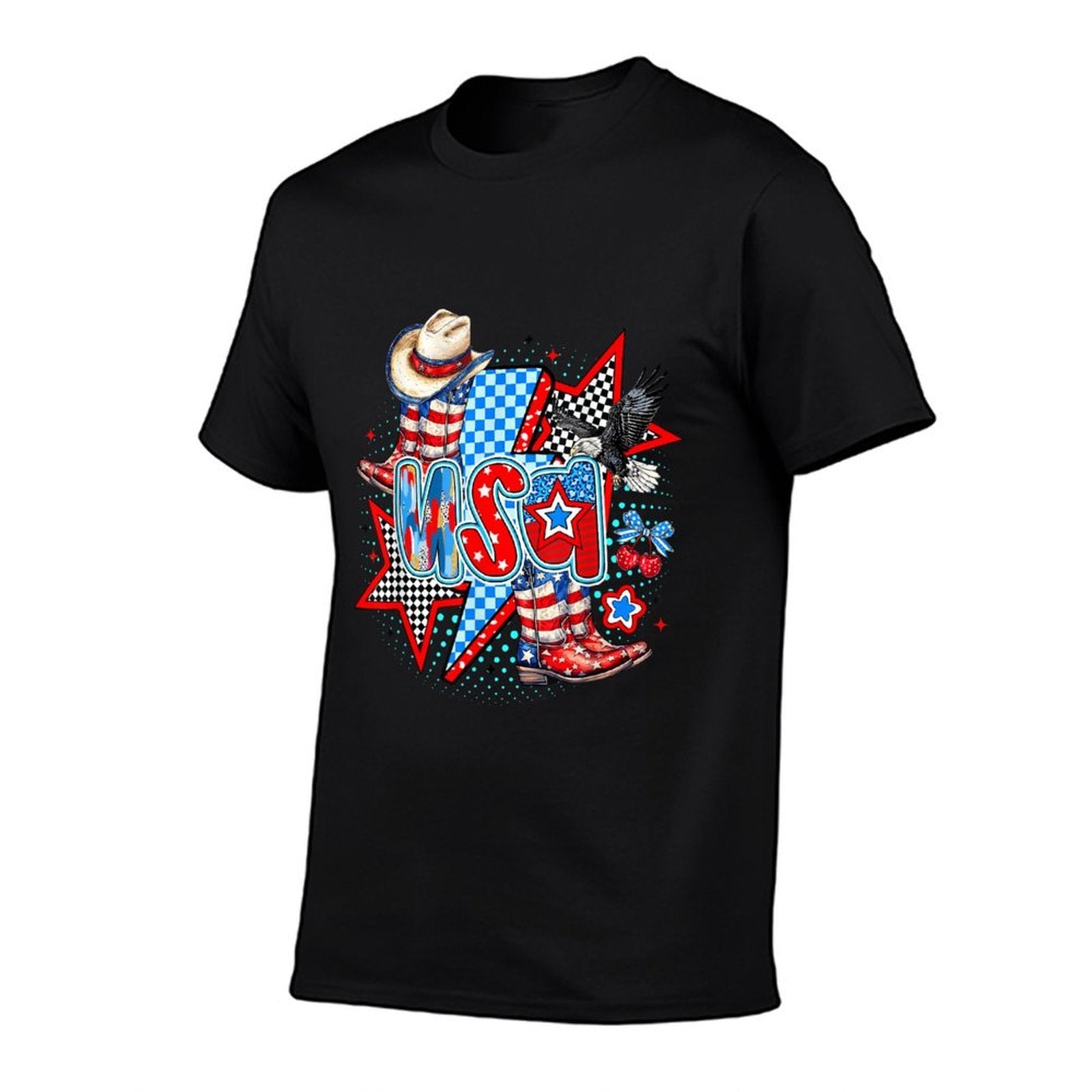 Retro USA Cowboy Boots Western Patriotic 4th of July  Vintage-inspired T-Shirt
