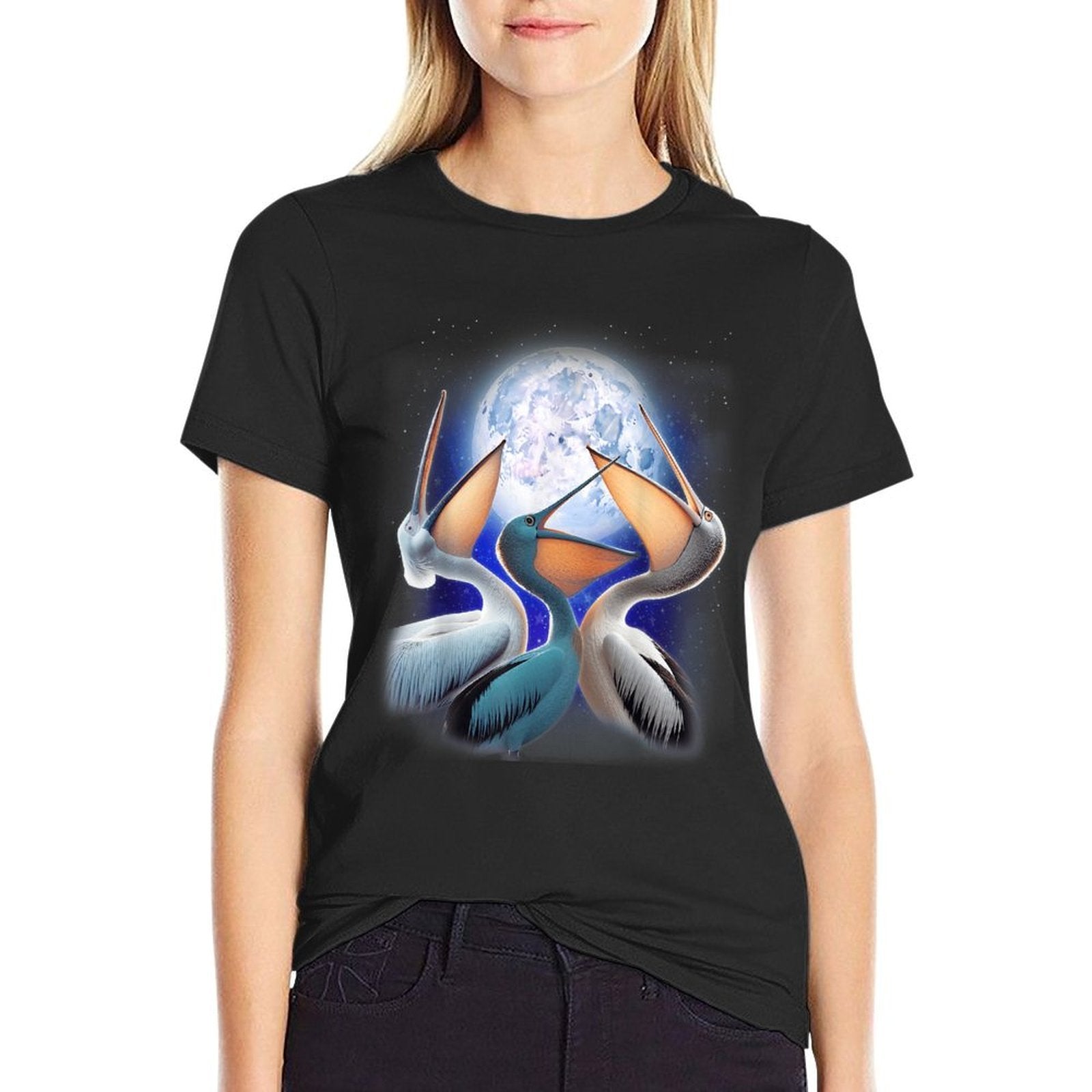 3 Pelicans Howling At The Moon Funny Pelican Bird Lover Kids  Wrinkle-resistant T-Shirt