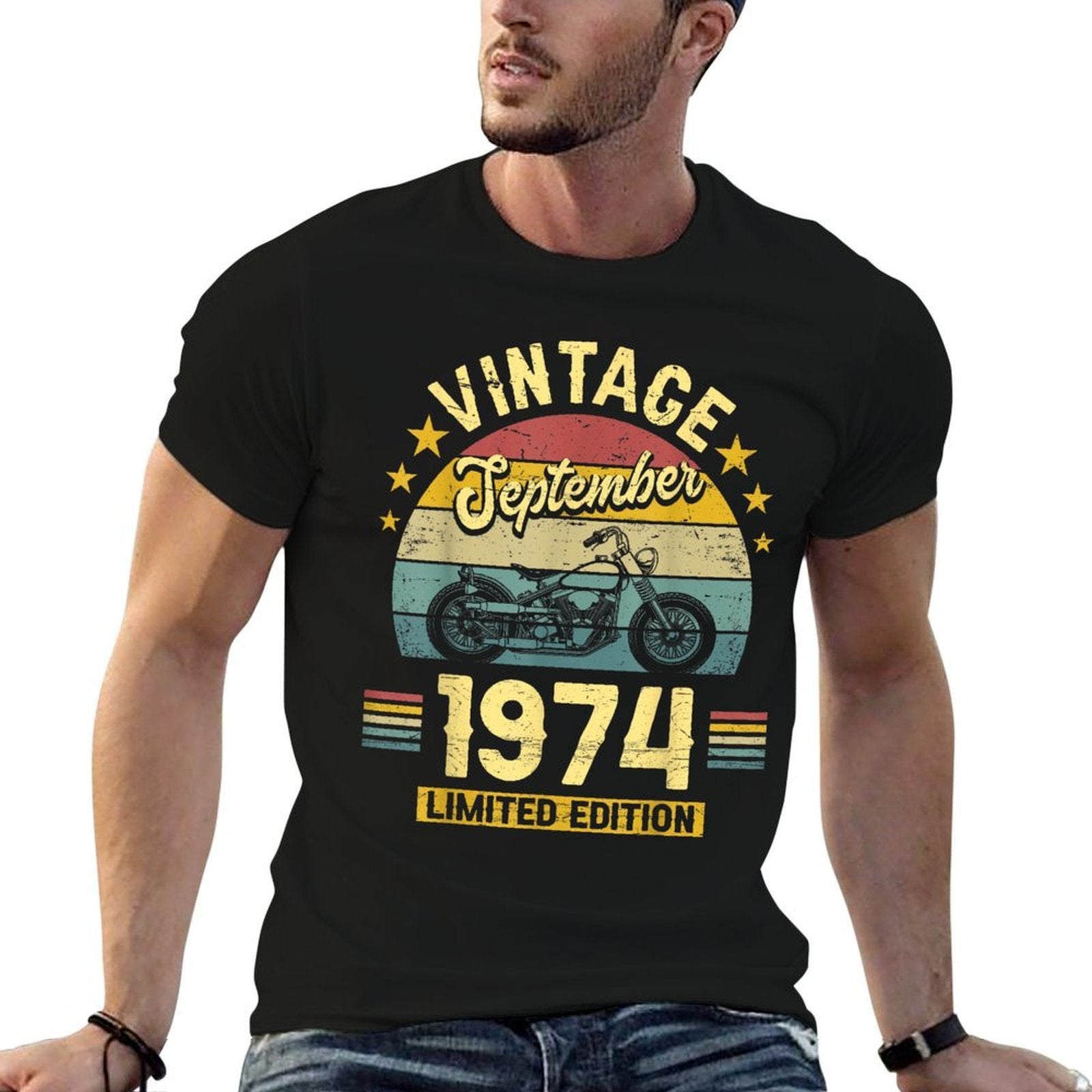 50 Years Biker September 1974 50th Birthday  Polyester Blend T-Shirt