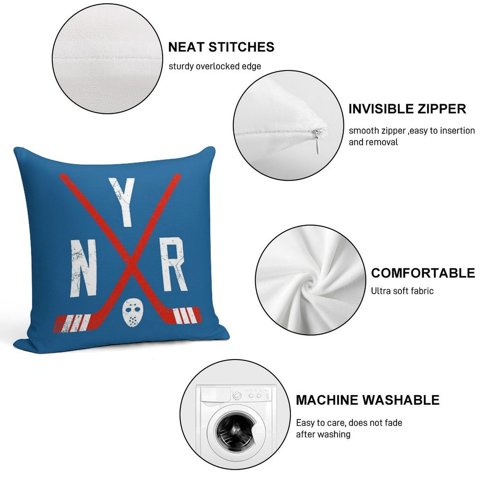 NYR Retro Sticks - Blue Soft Multiple Sizes Throw Pillow