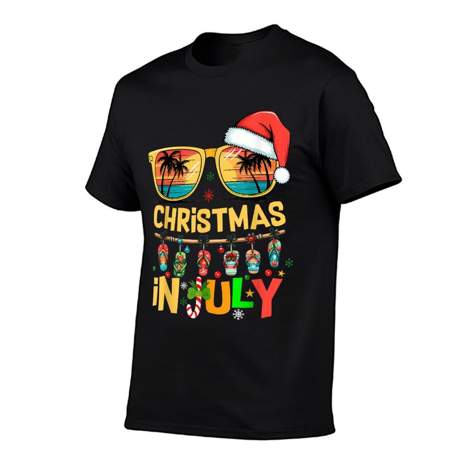 Santa Claus Sunglasses Beach Christmas In July Men Women Kid  Easy-care T-Shirt