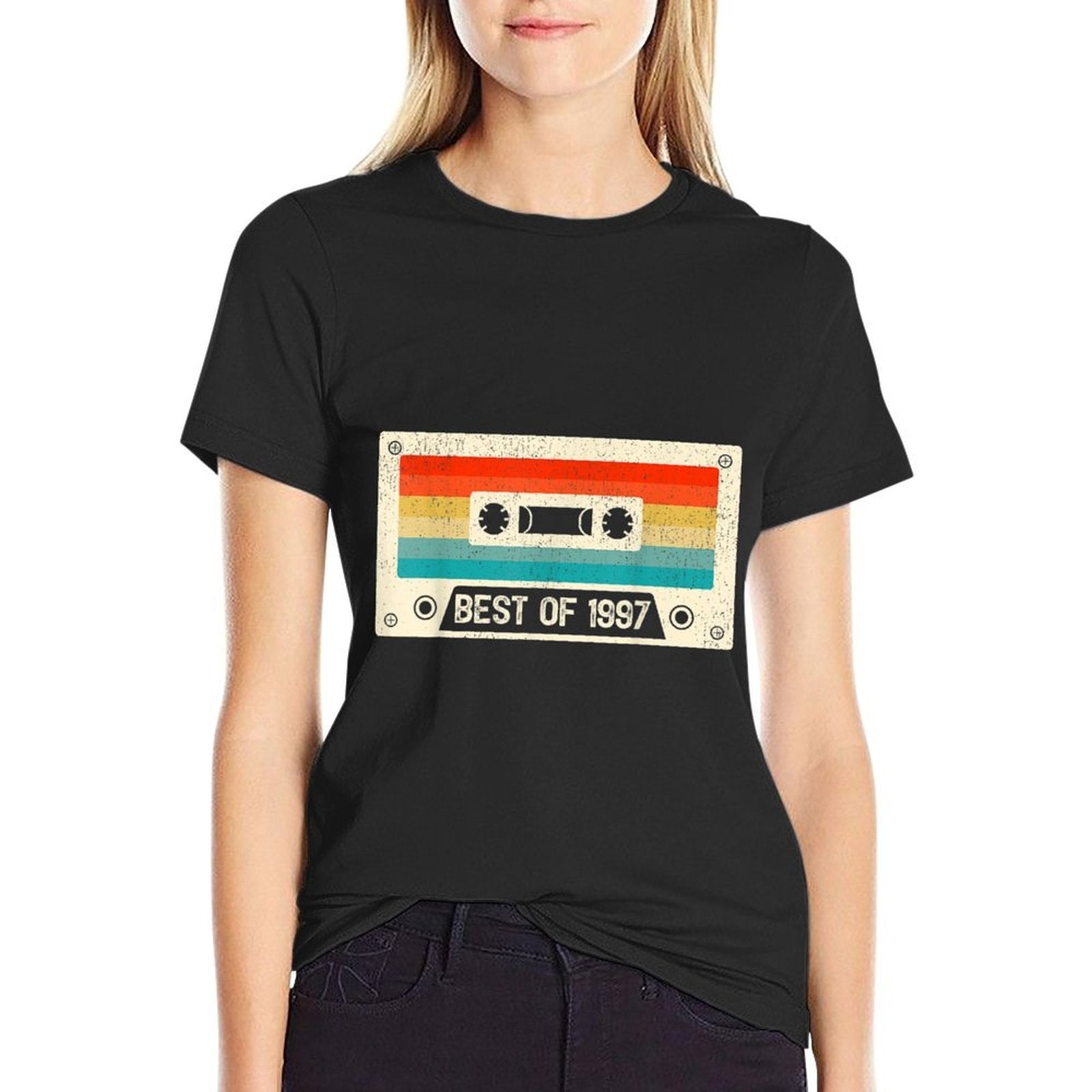 25 Year Old Cassette Tape Vintage Best of 1997 25th Birthday  Summer-ready Fabric T-Shirt