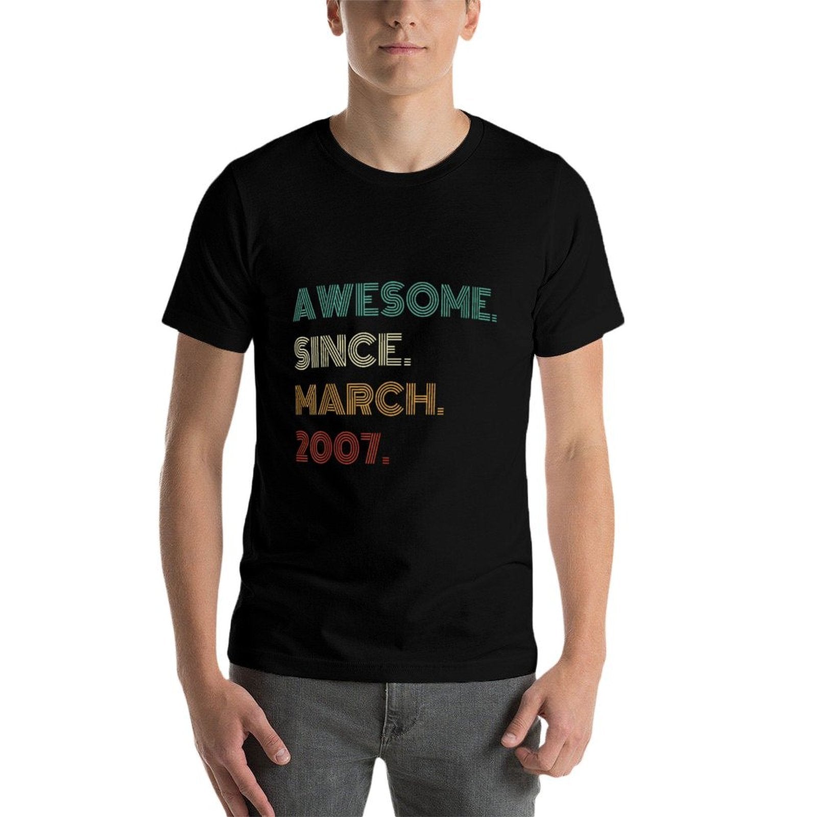 18 Years Old Awesome Since March 2007 18th Birthday  Tagless Design T-Shirt