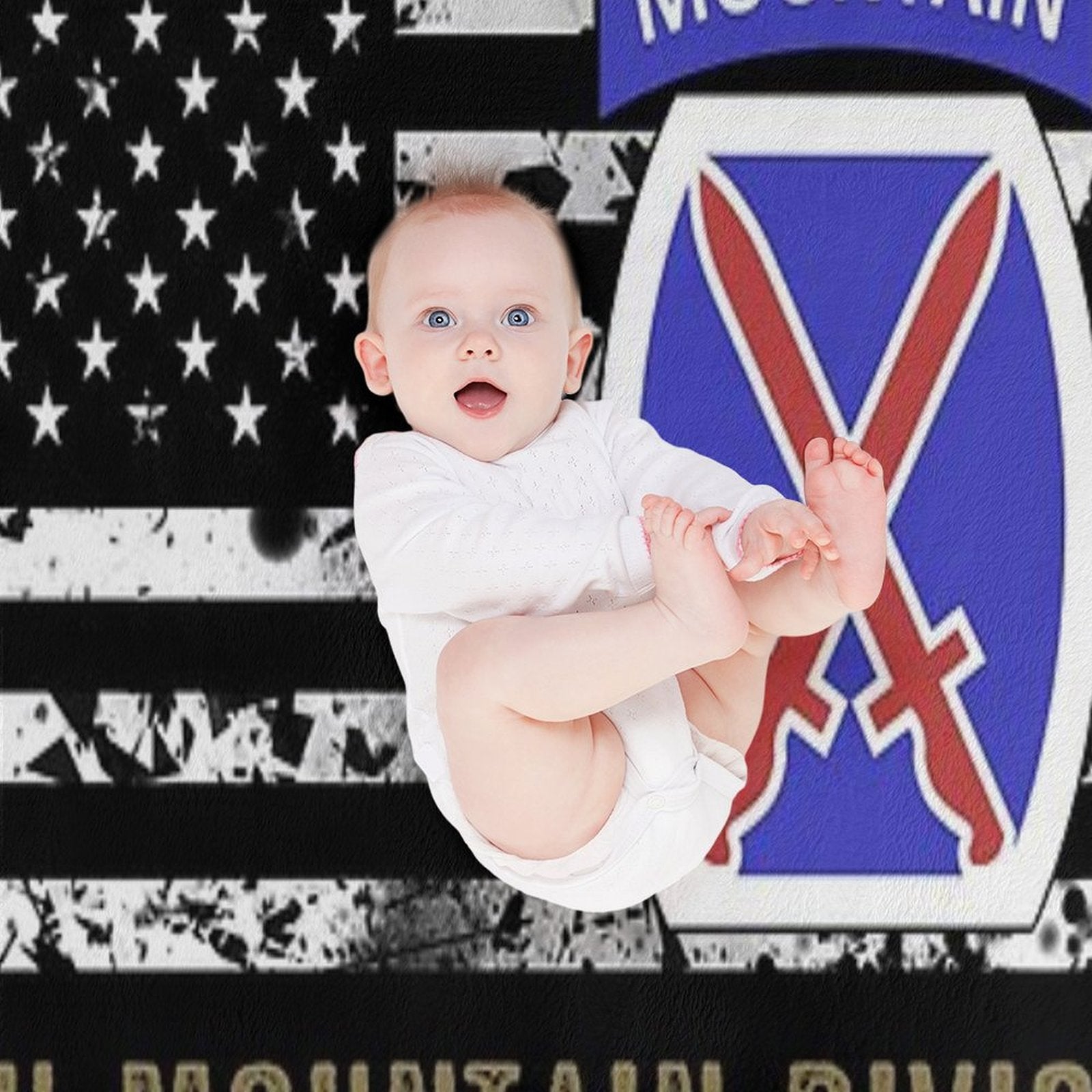 10th Mountain Division (Distressed Flag) Velvety-soft Throw Blanket