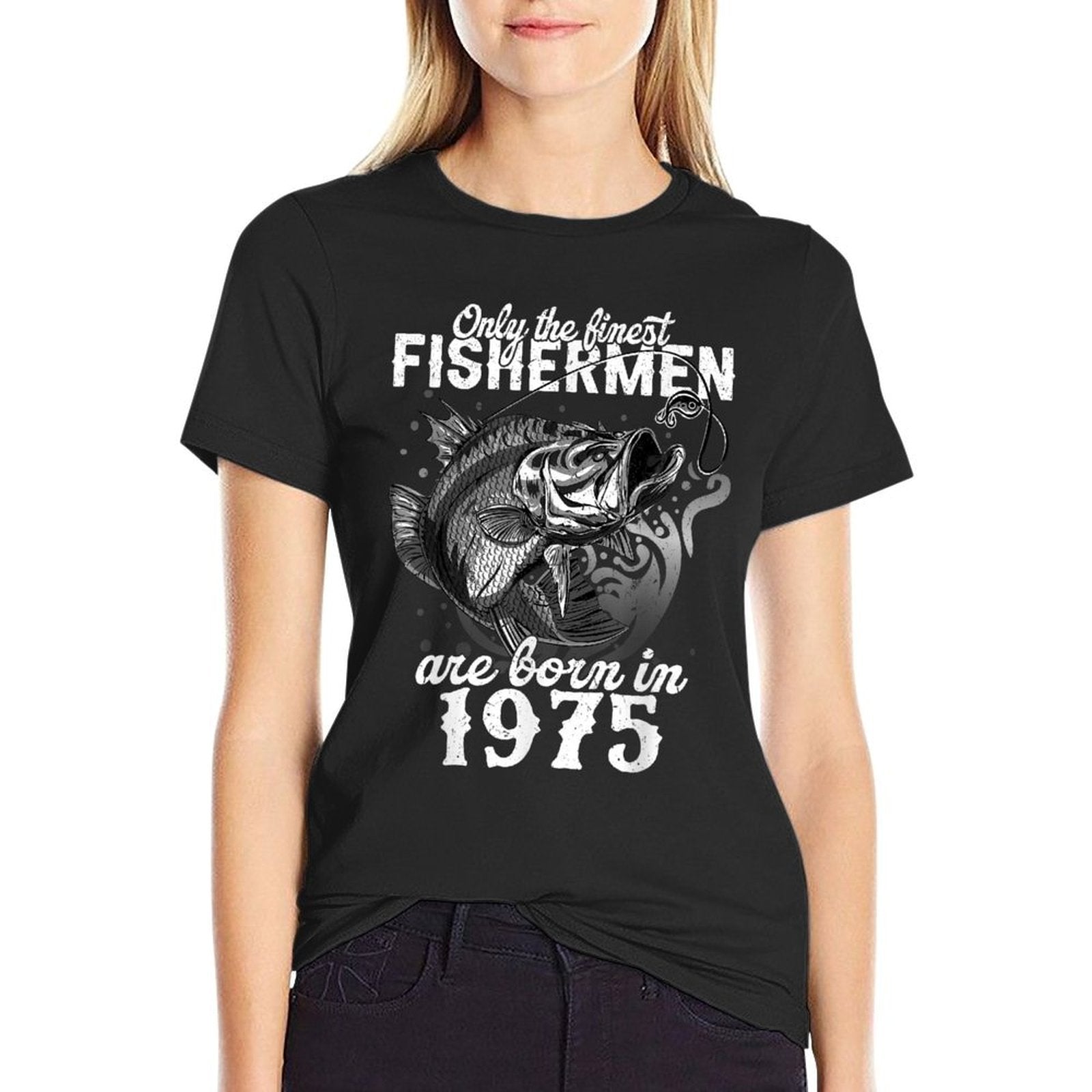 50 Years Old Fisherman Born in 1975 Fishing 50th Birthday  Relaxed-fit T-Shirt