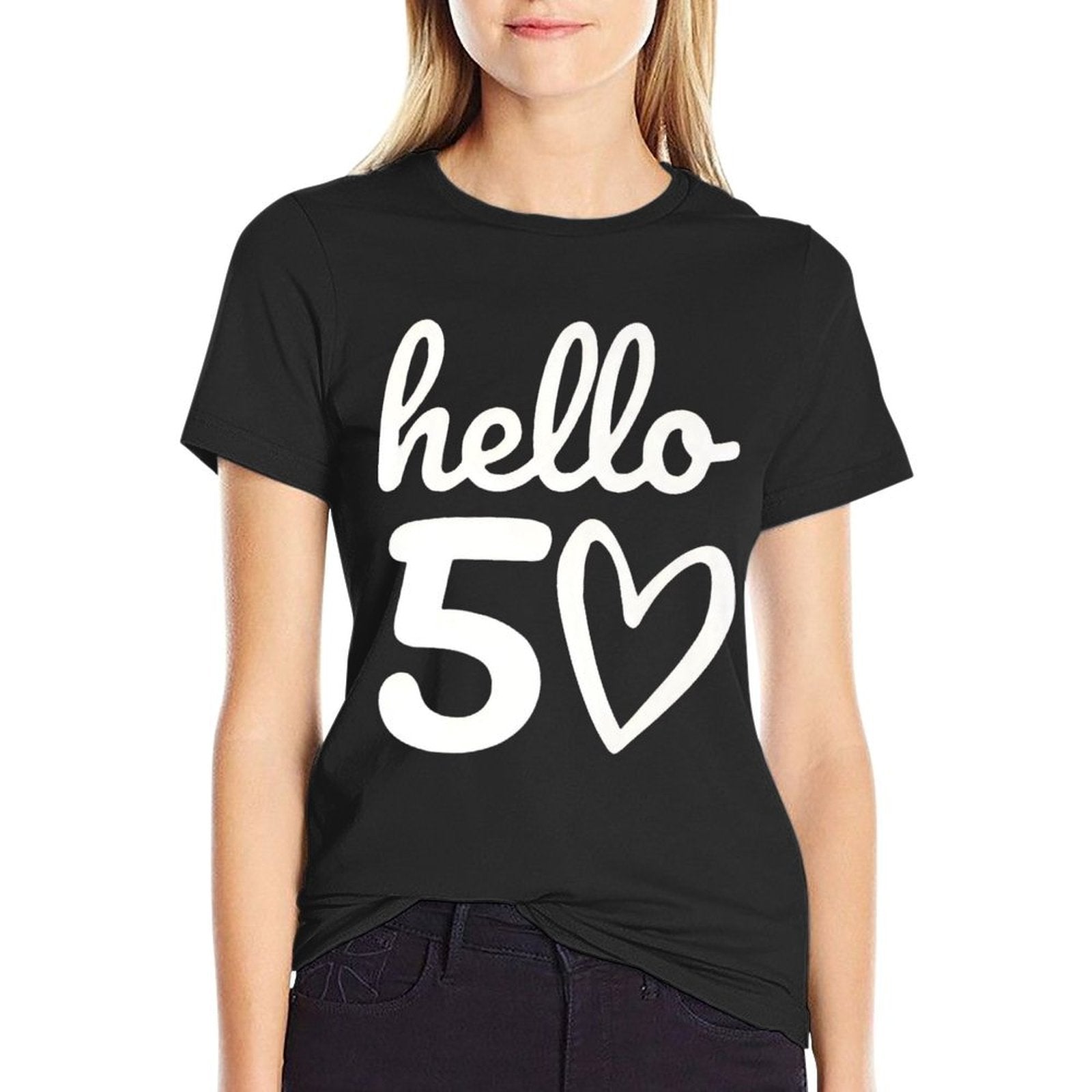50 Year Birthday Hello 50 Years 50th Birthday Premium  Polyester Blend T-Shirt