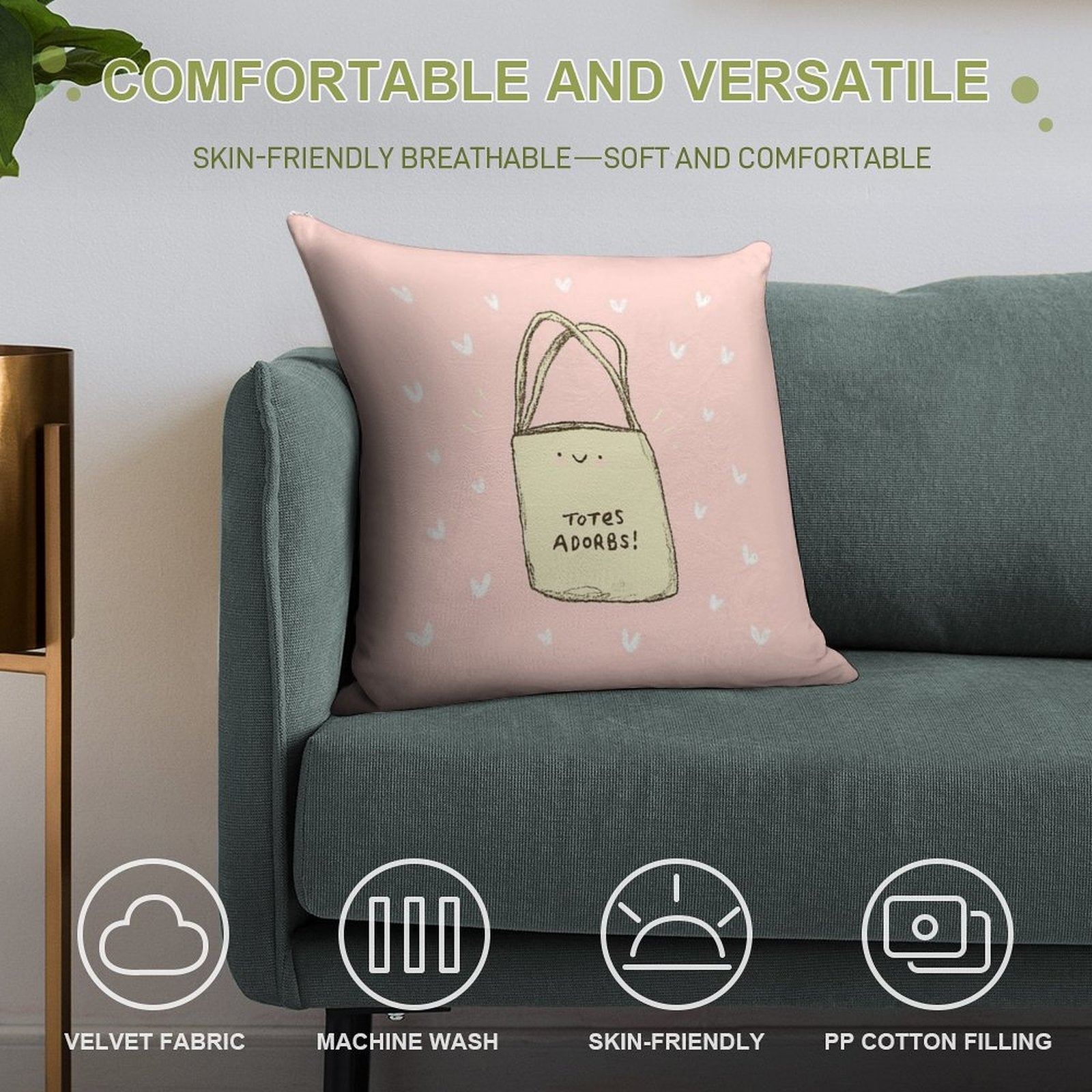 Totes Adorbs! Soft Durable Construction Throw Pillow