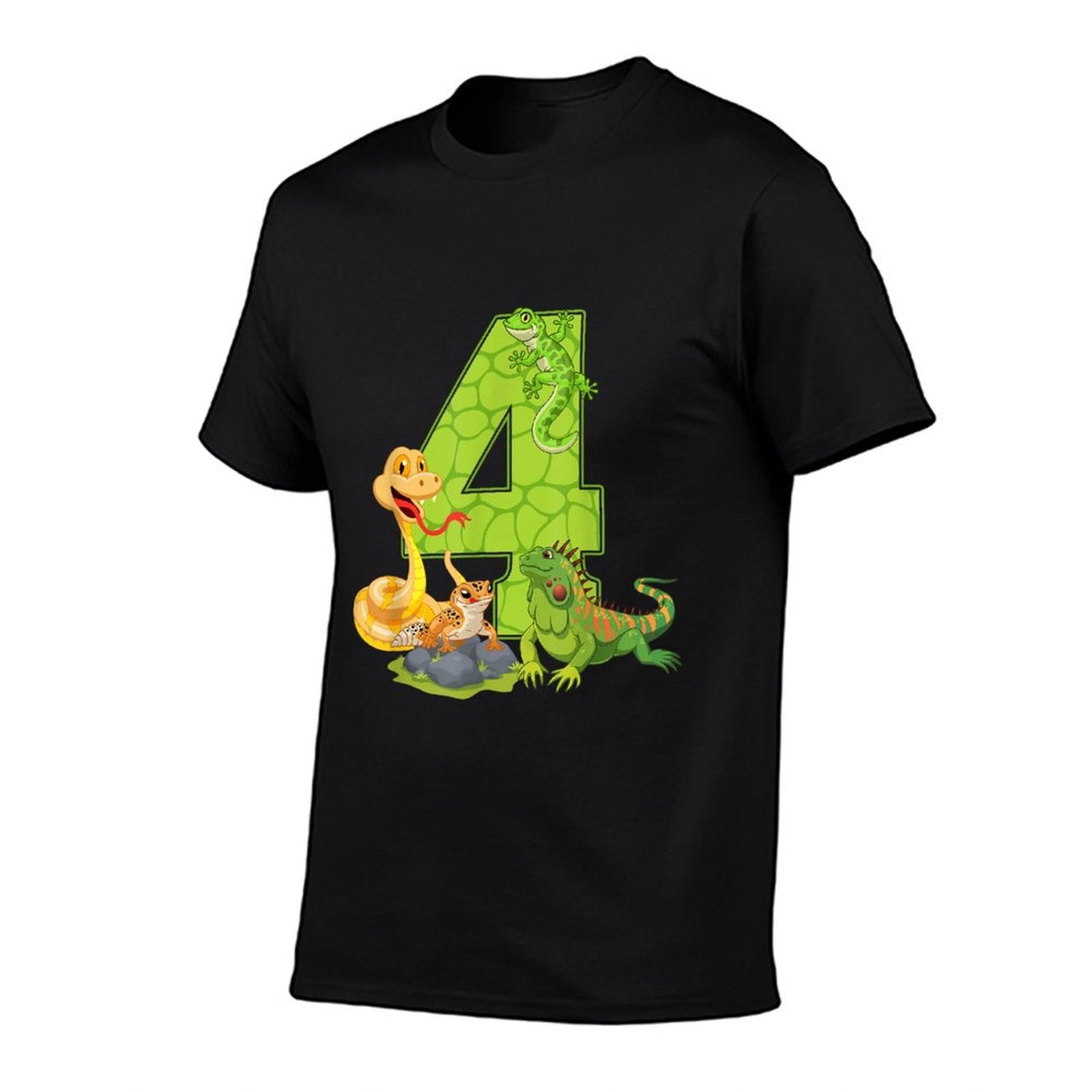 4th Birthday Snake Lizard Reptile 4 Year Old Birthday Party  Odor-resistant T-Shirt