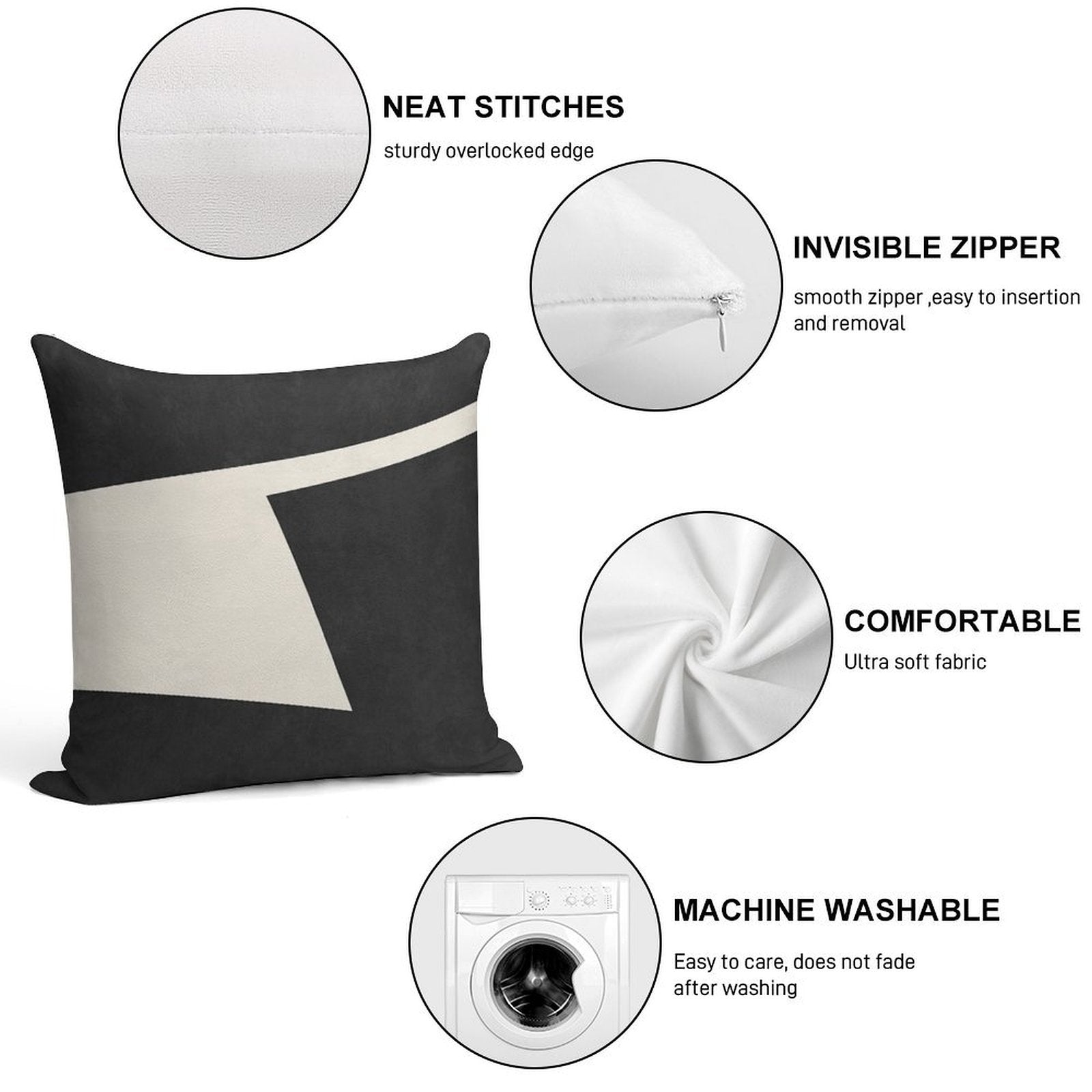 ABSTRACT SHAPES 02 Soft Short Plush Fabric Throw Pillow